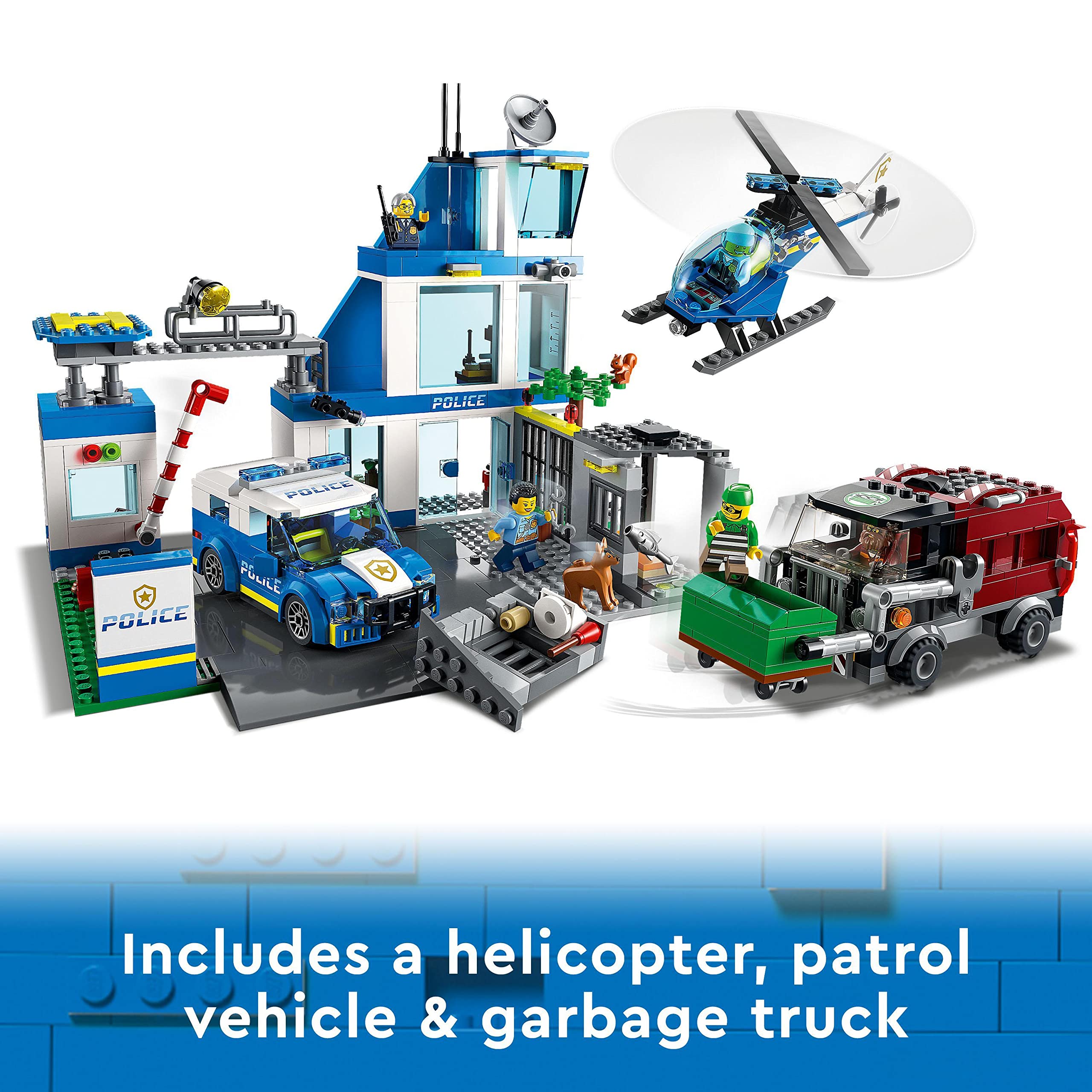 LEGO 60316 City Police Station Playset with Van, Helicopter & Garbage Truck - 668 Pieces 11