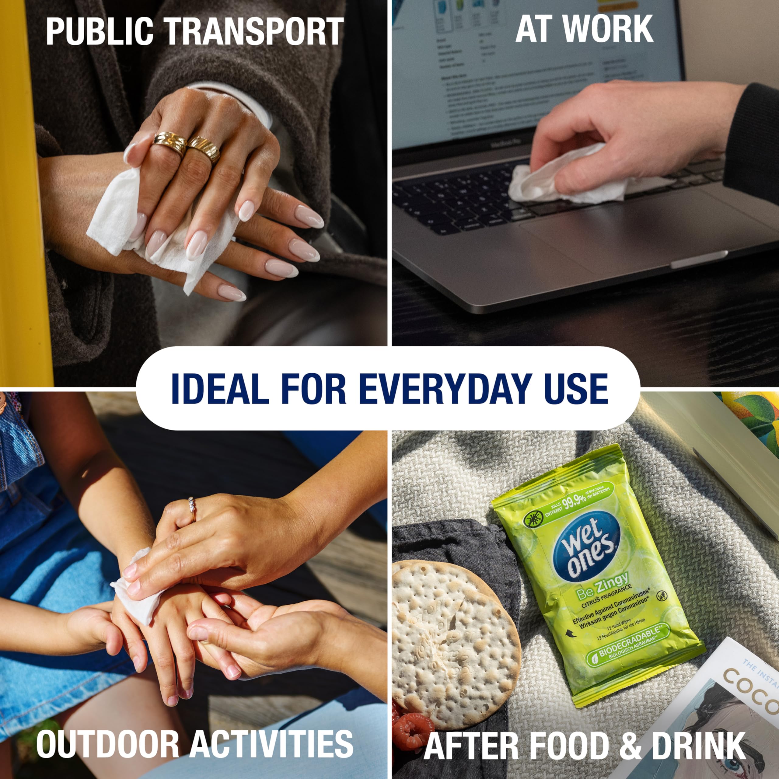 Wet Ones – Be Zingy Plastic-Free Antibacterial Pocket Hand Wipes 6