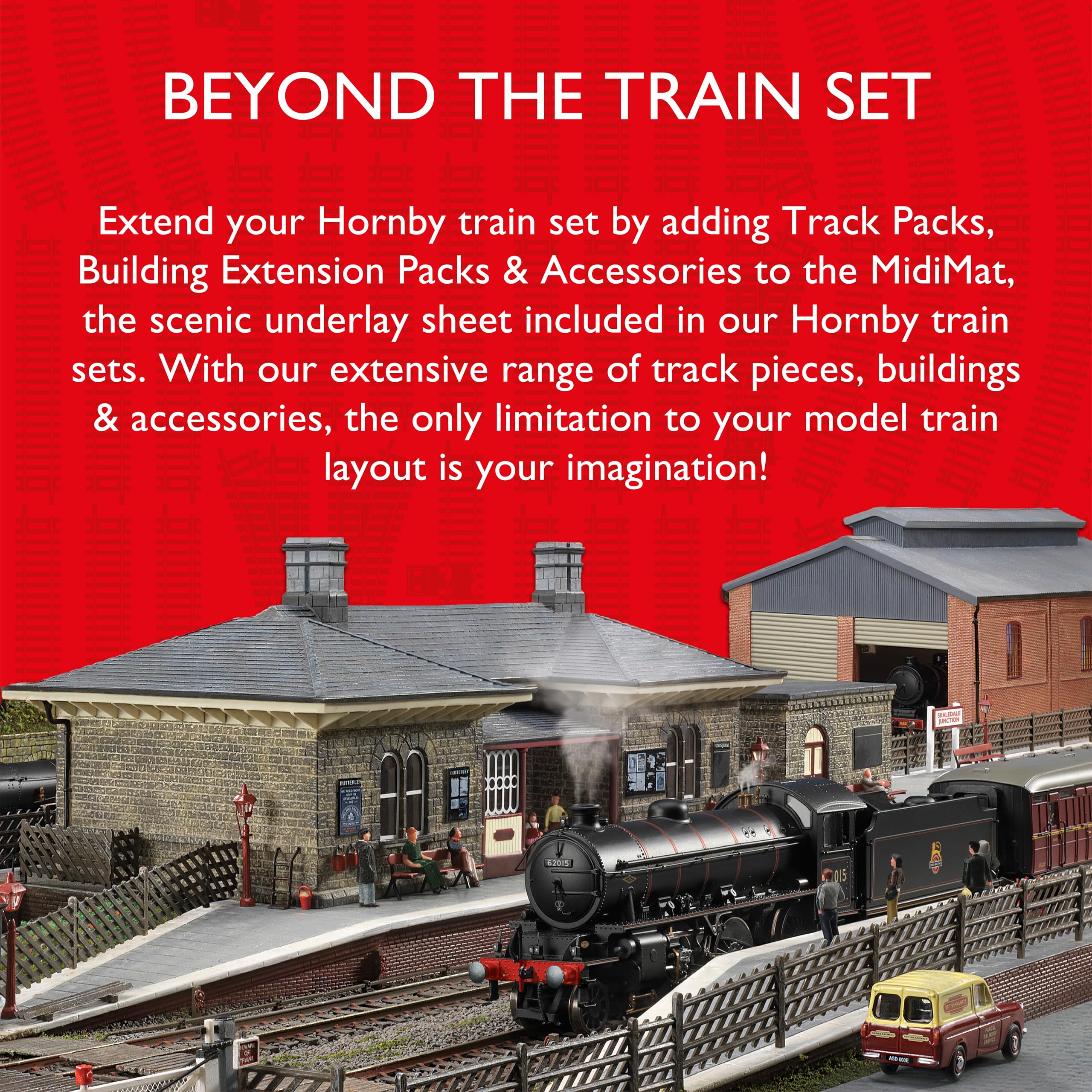 Hornby R8223 OO Gauge Track Extension Pack C - 8-Piece Model Railway Track Set with Straights, Curves, Double Curves & Right Hand Point 12