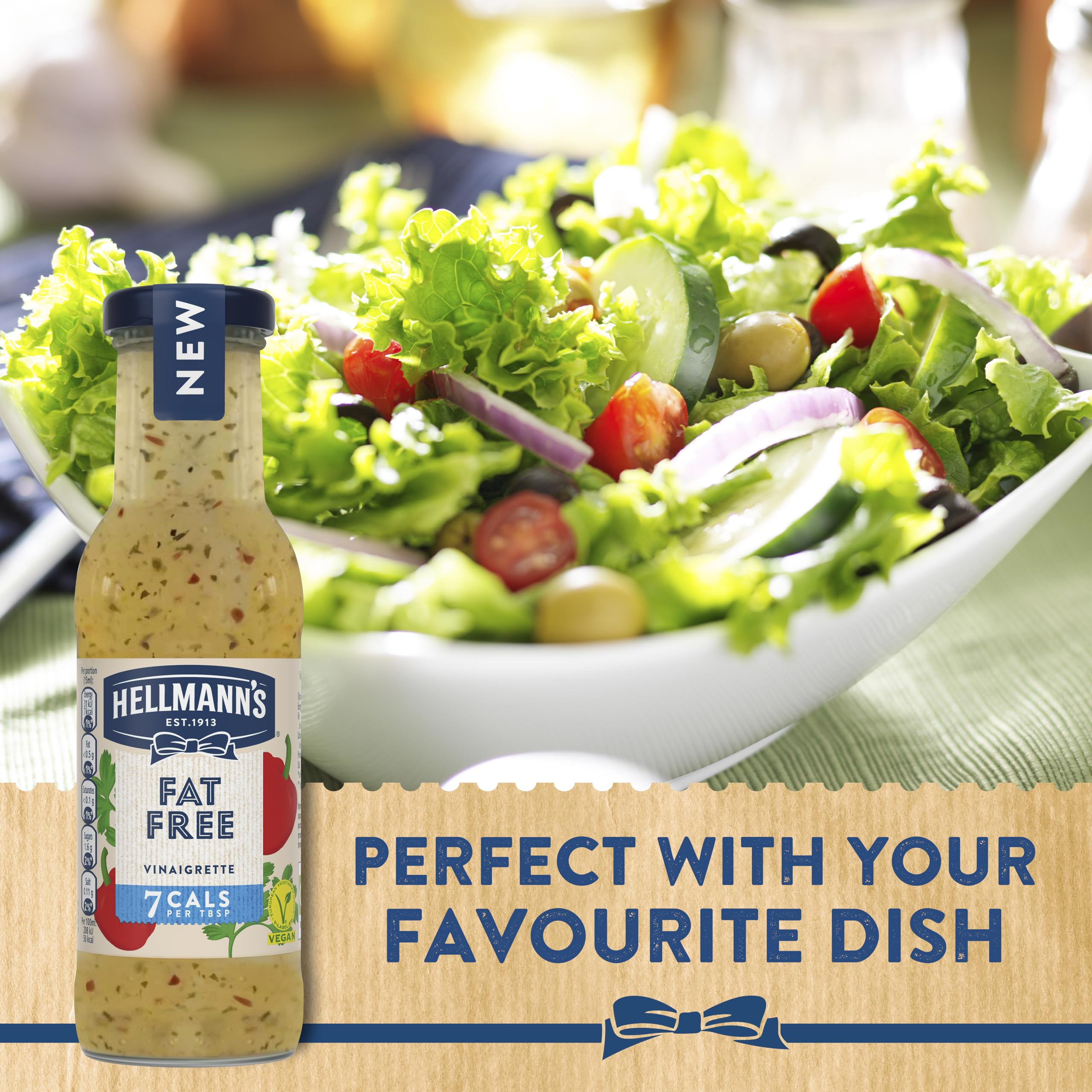 Hellmann's Fat Free Vinaigrette Vegan Salad Dressing - 200g Glass Bottle 5
