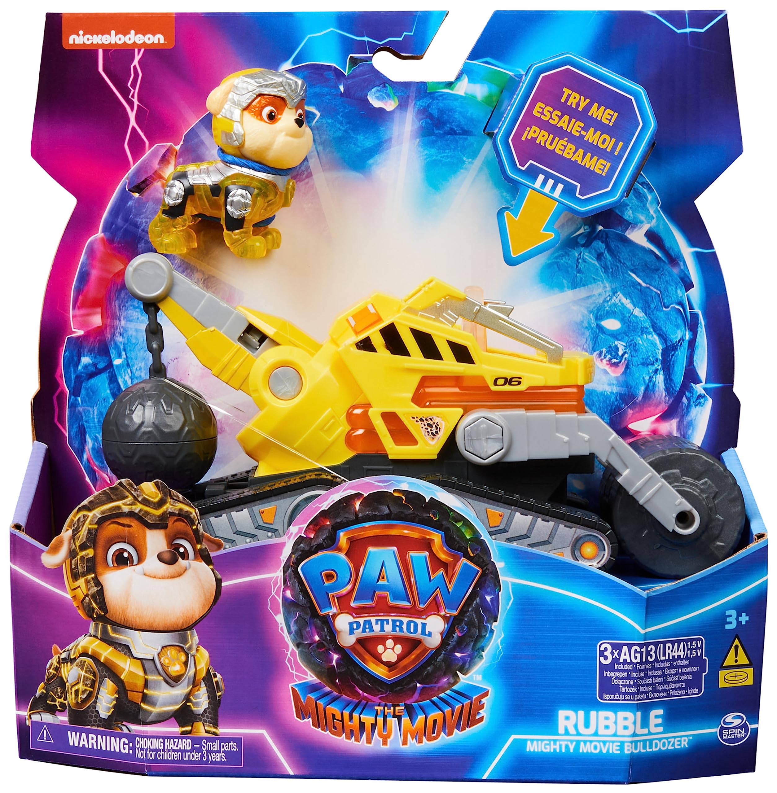 Paw Patrol: The Mighty Movie Rubble's Construction Truck with Light-Up Action Figure, Lights & Sounds - Kids' Toy for Ages 3+ 9