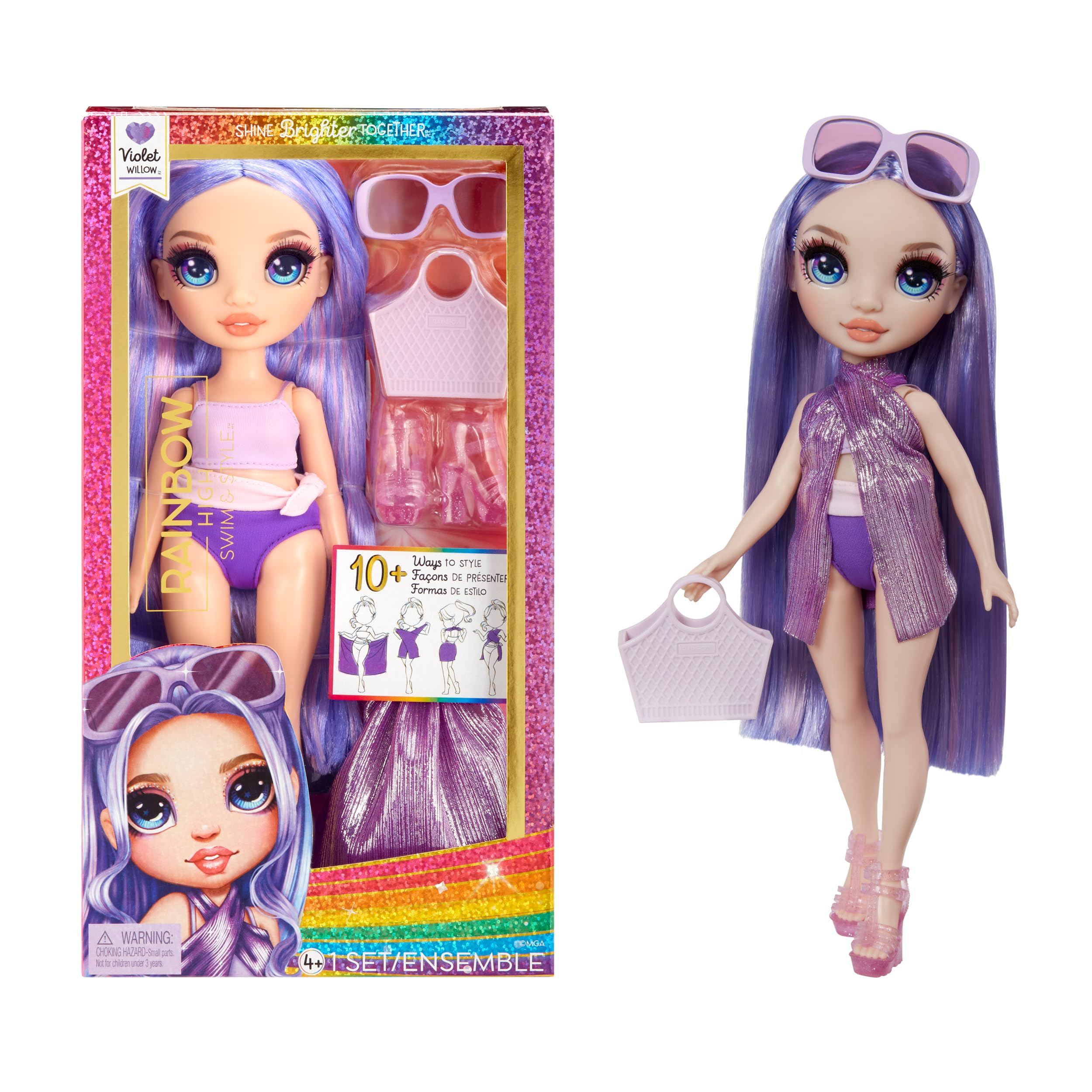 Rainbow High Swim & Style - Violet (Purple) - 28 cm Doll with Shimmery Wrap 8