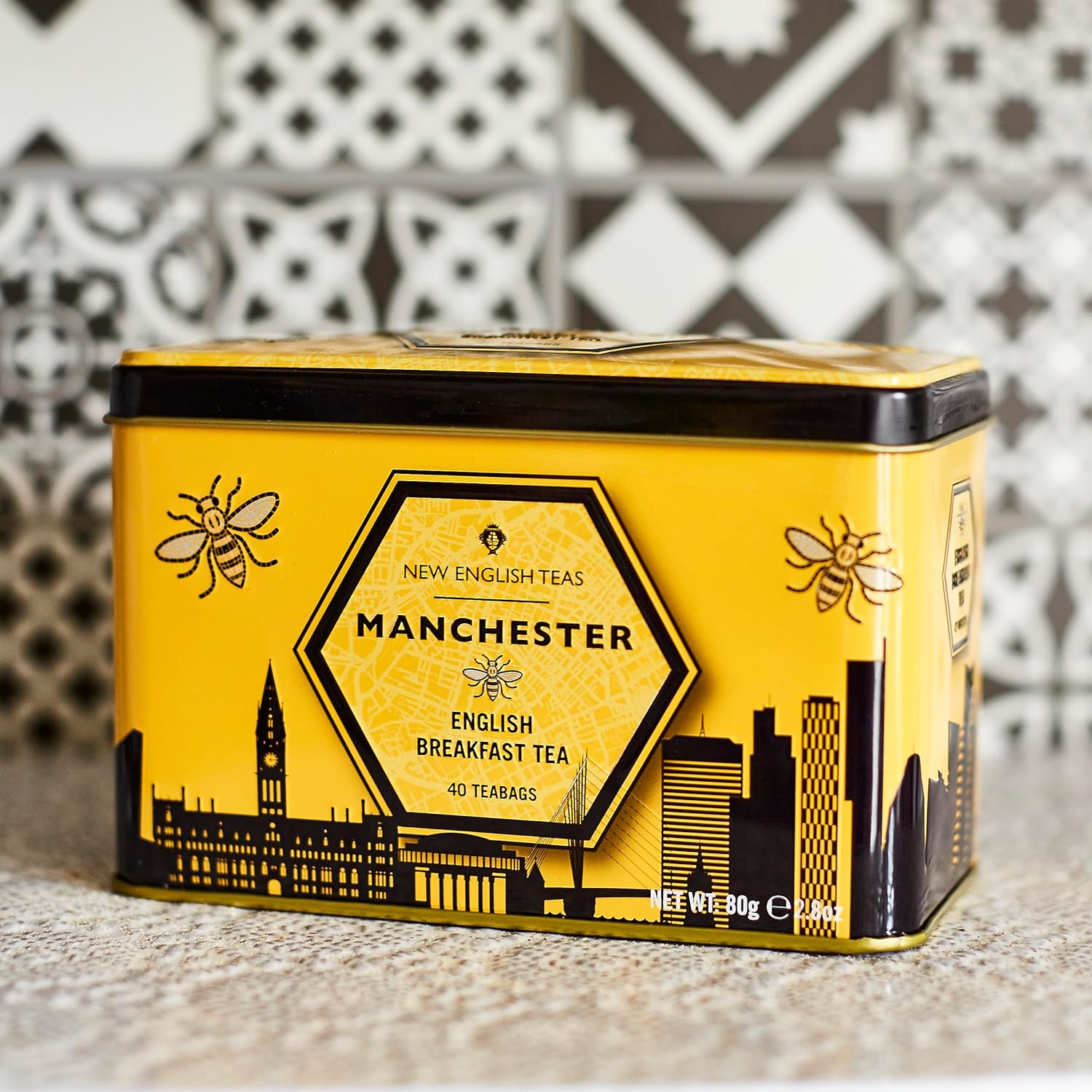 New English Teas - Manchester City Bee Tea Caddy with 40 English Breakfast Teabags 8