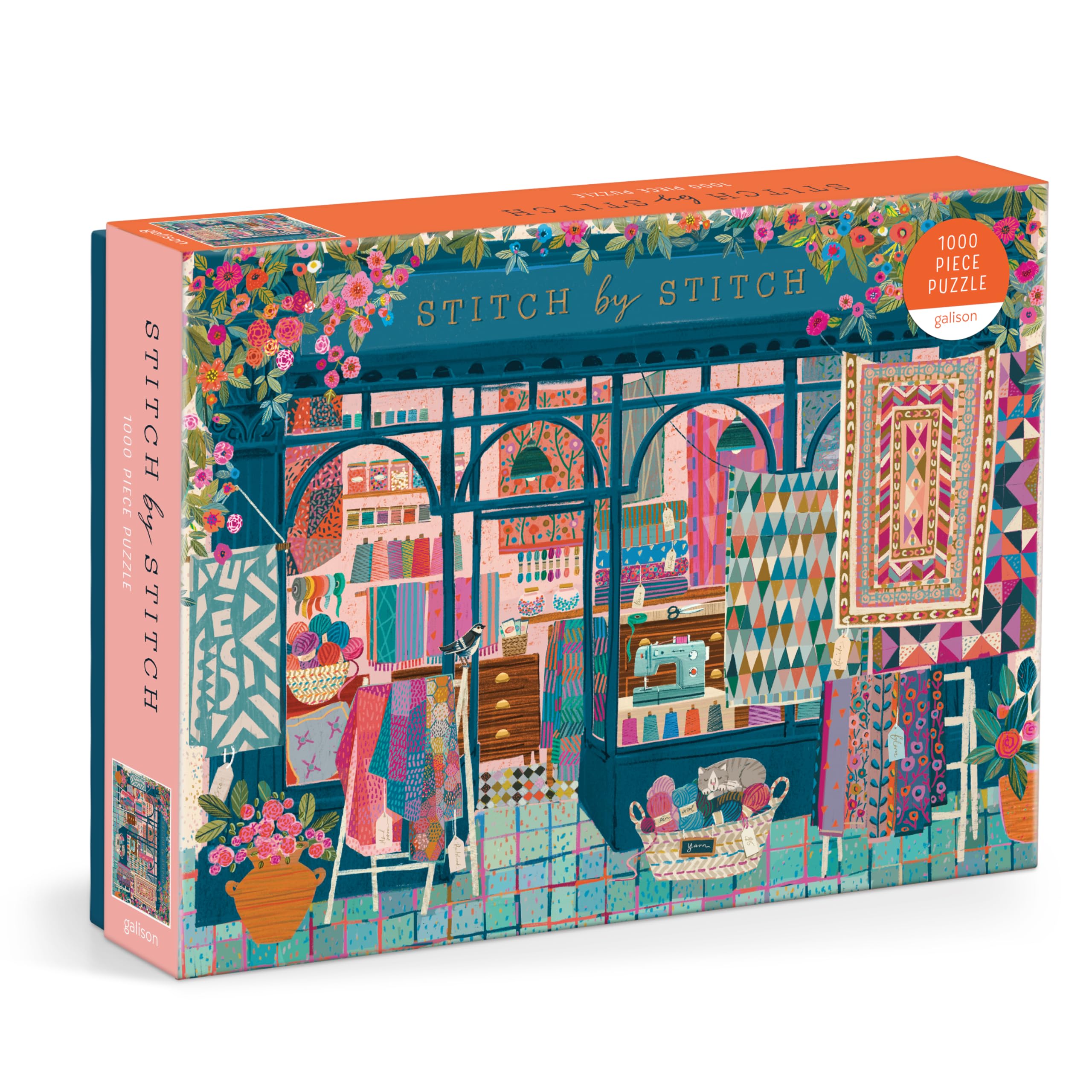 Galison Stitch By Stitch 1000 Piece Jigsaw Puzzle | Victoria Ball Art | 27" x 20" Completed Size