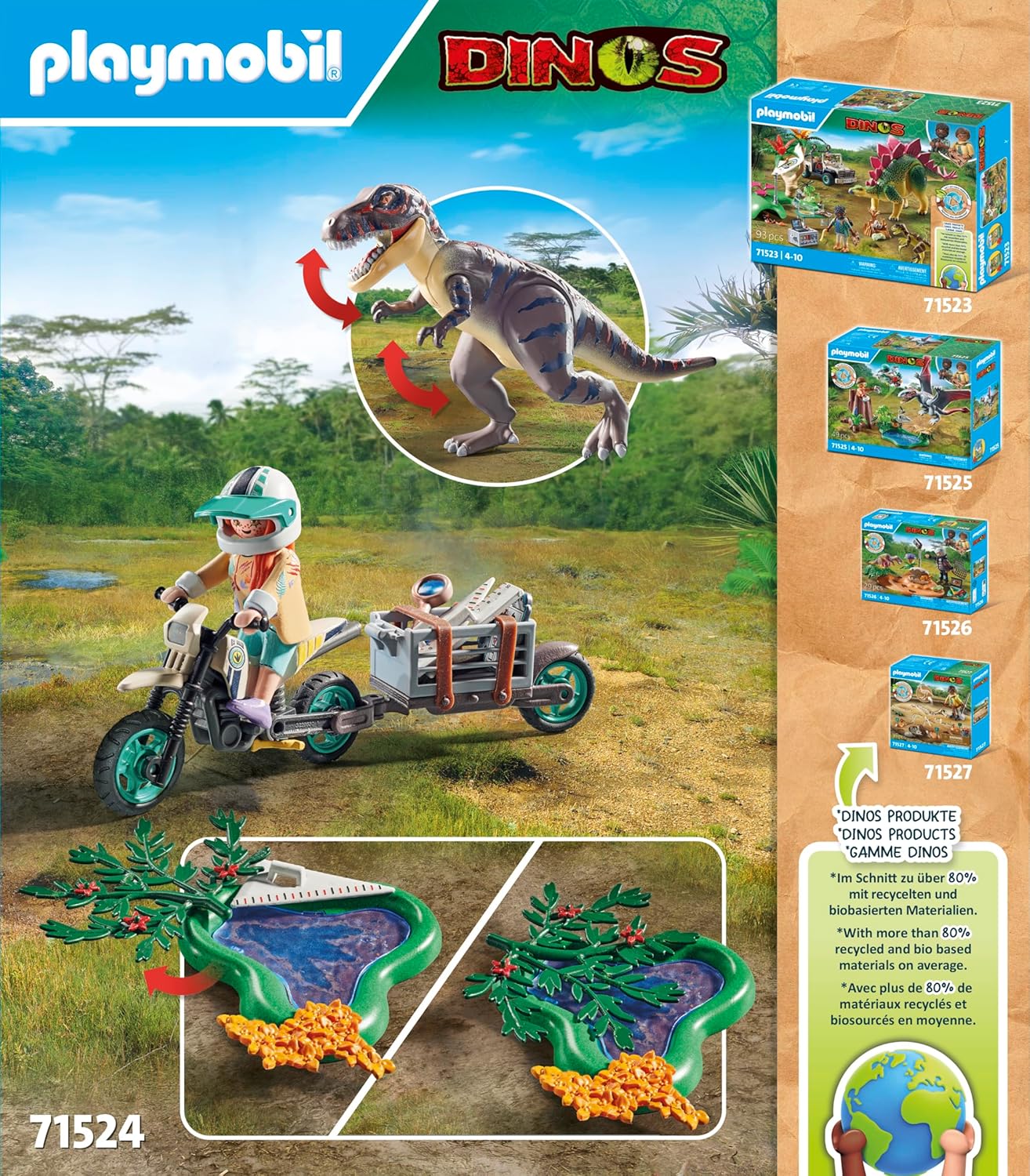Playmobil 71524 Dinos: T-Rex Trace Path - Exciting Dinosaur Expedition Playset for Kids 4+ 4
