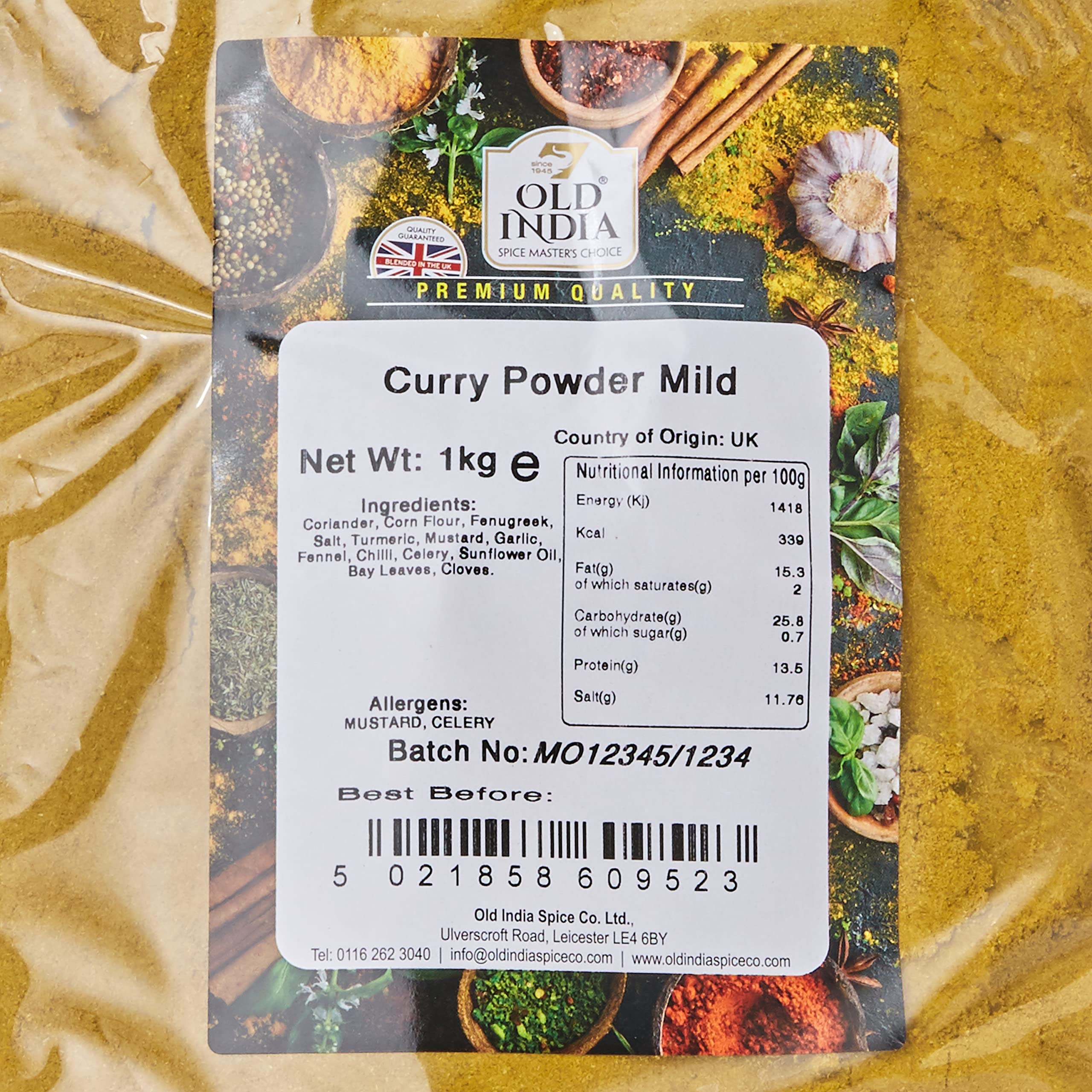 Old India Mild Curry Powder 1kg - Natural Spices Blend 3