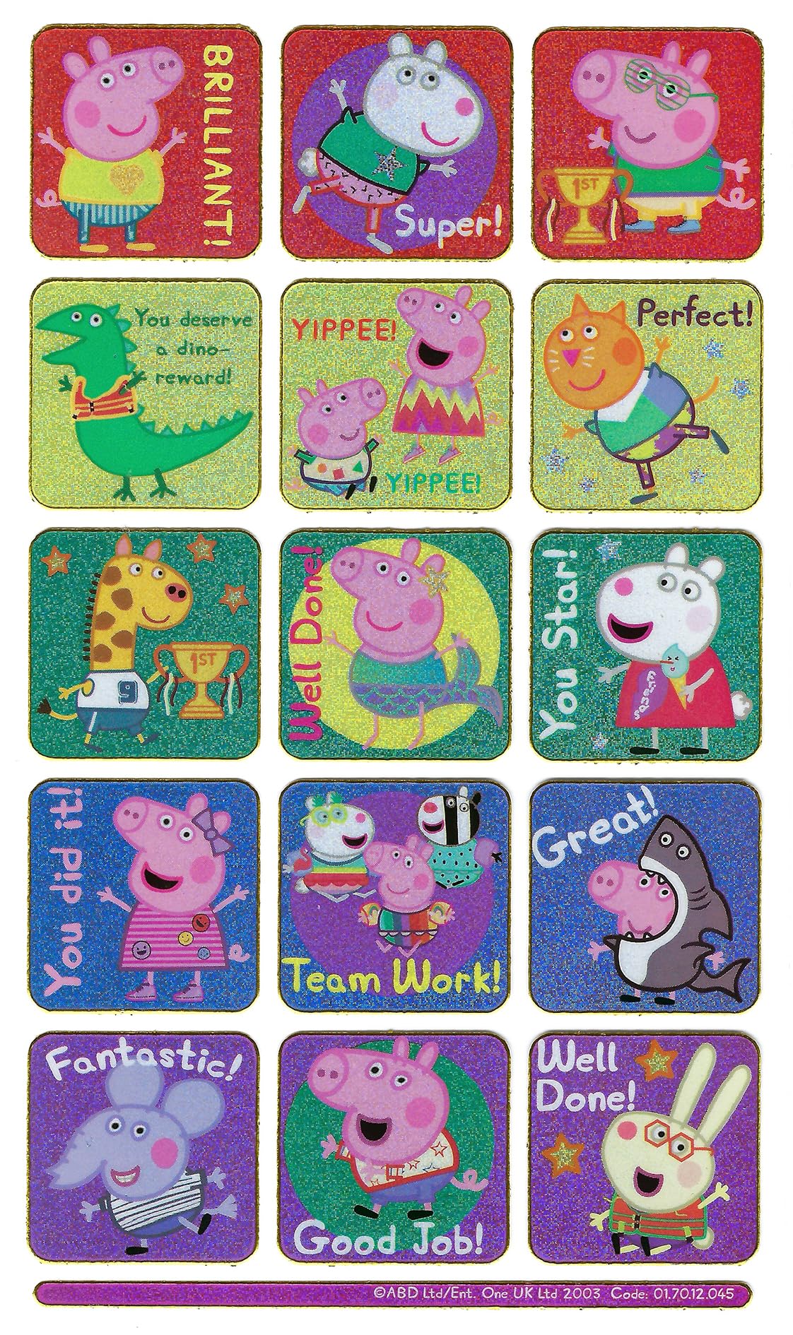 Paper Projects Peppa Pig Rainbow Sparkly Reusable Reward Stickers 3