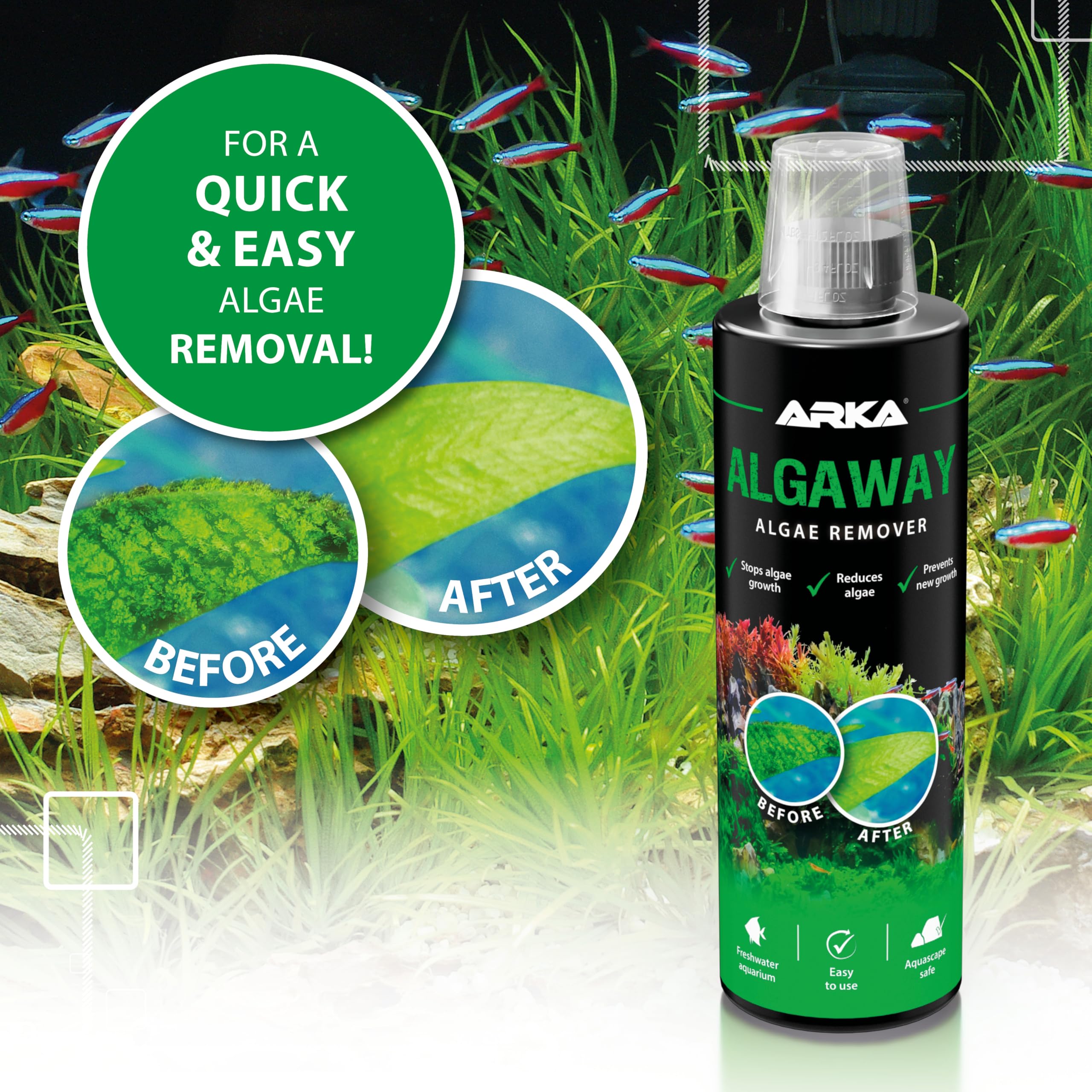 ARKA Aquarium Algae Remover - Eliminates Green, Hair & Spot Algae | 473ml Liquid 6