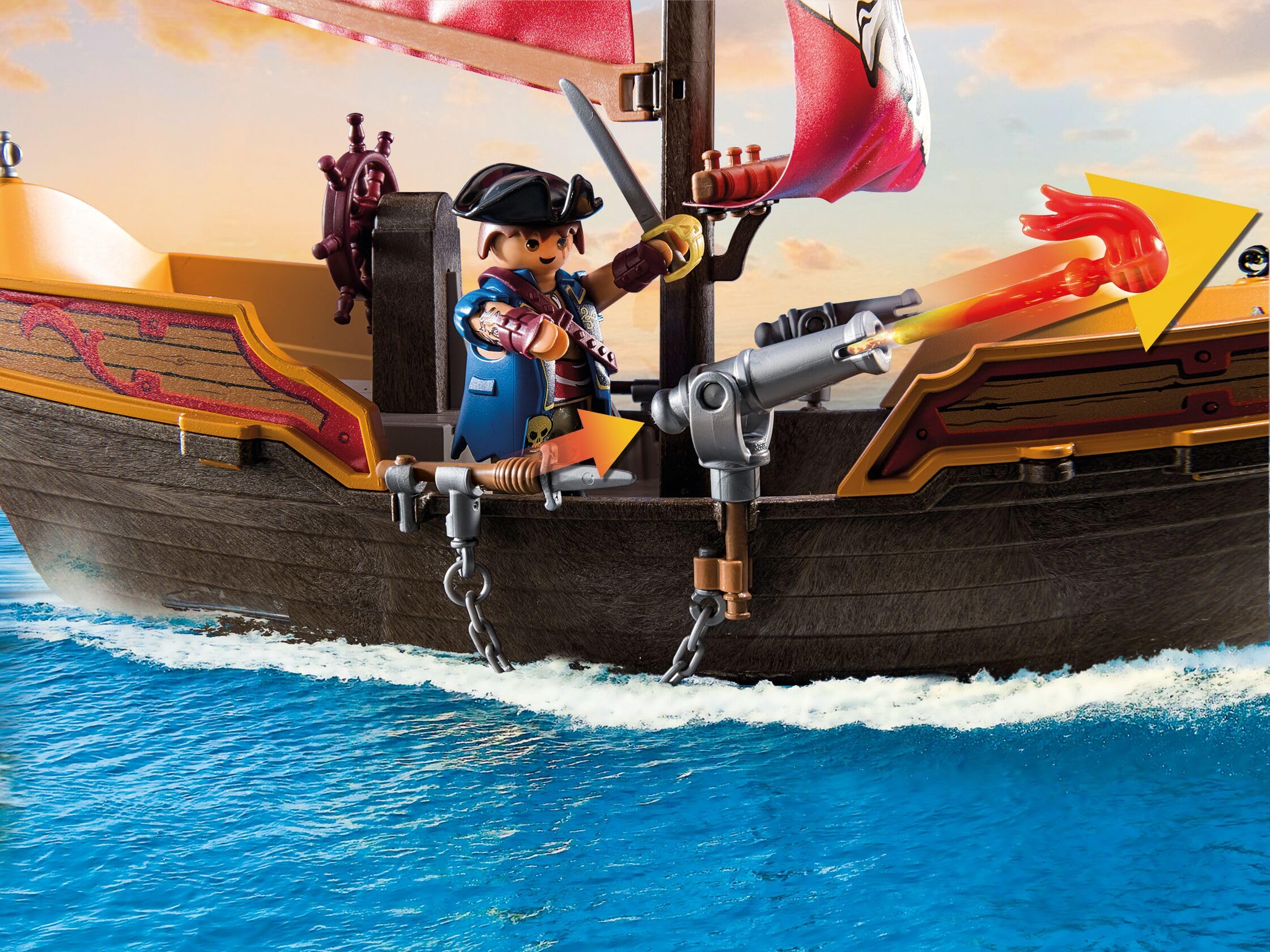 Playmobil 71418 Pirates: Small Pirate Vessel Playset for Kids 4+ 8