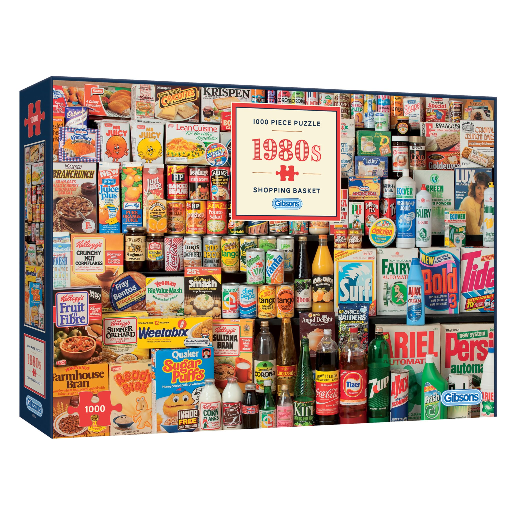 Gibsons 1980s Shopping Basket Jigsaw Puzzle - 1000 Pieces, Robert Opie Design | Recycled Board