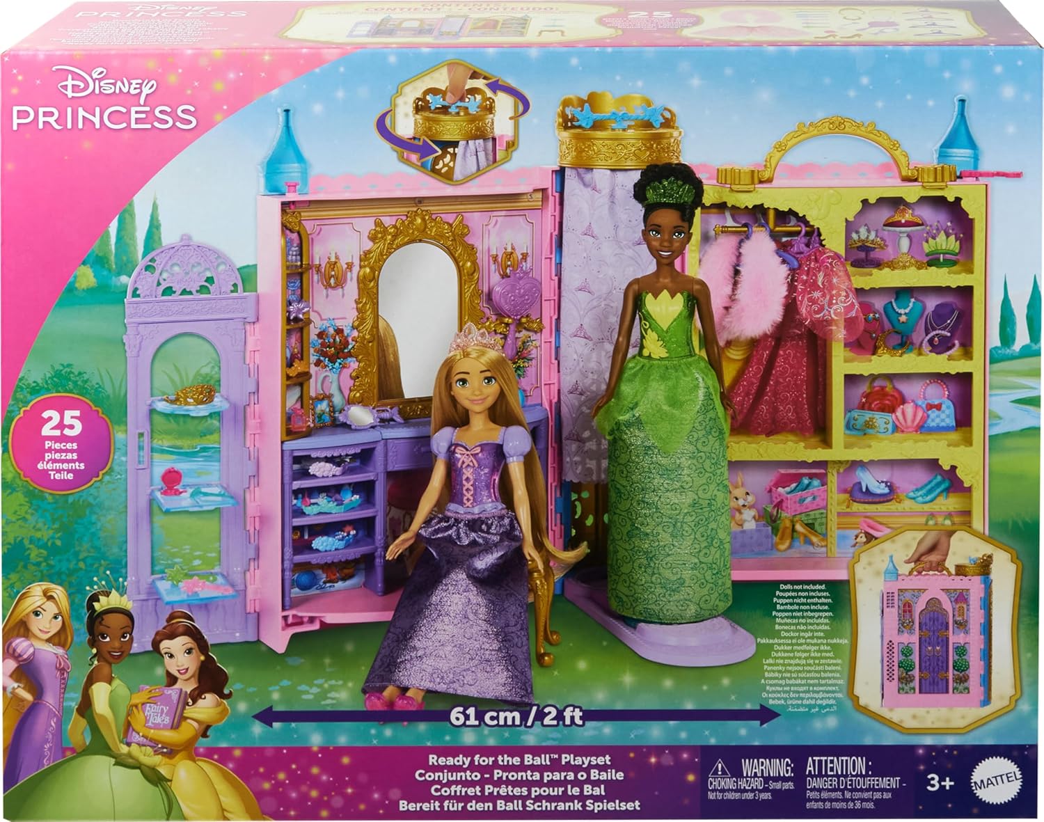 Mattel Disney Princess Closet Playset - 2 Fashions, 25 Accessories, Vanity & Runway 6