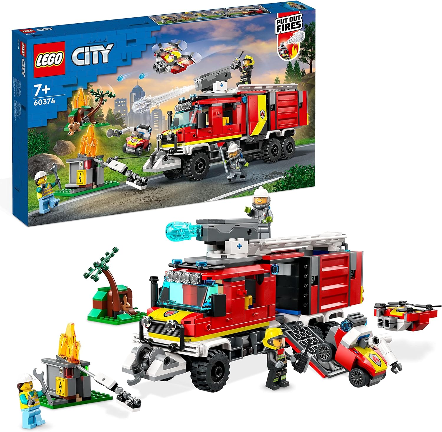 LEGO City Fire Command Unit Set - Ultramodern Fire Engine with Drones, 502-Piece Rescue Playset for Ages 7+
