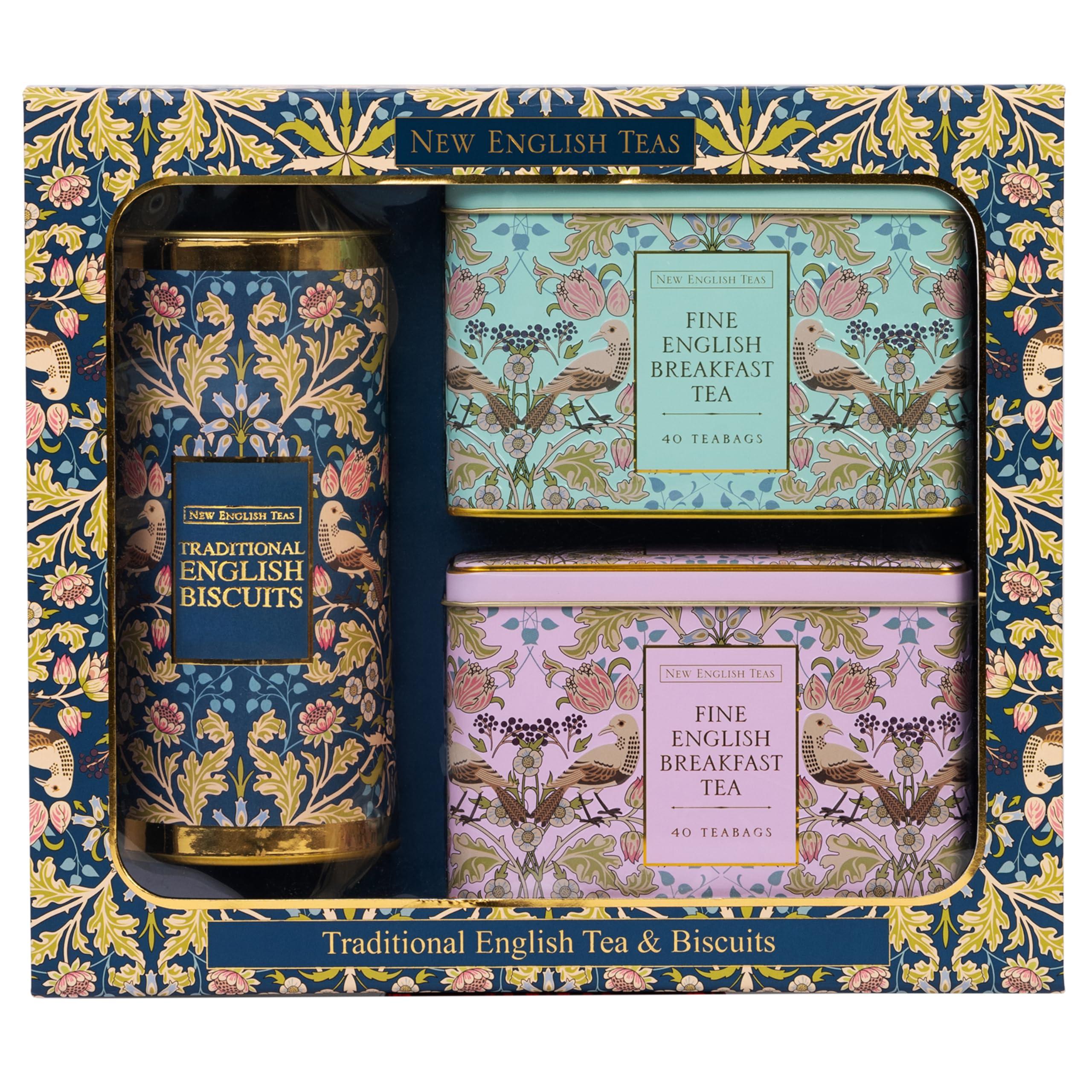 New English Teas - Traditional Tea & Biscuits Gift Set with 80 English Breakfast Teabags