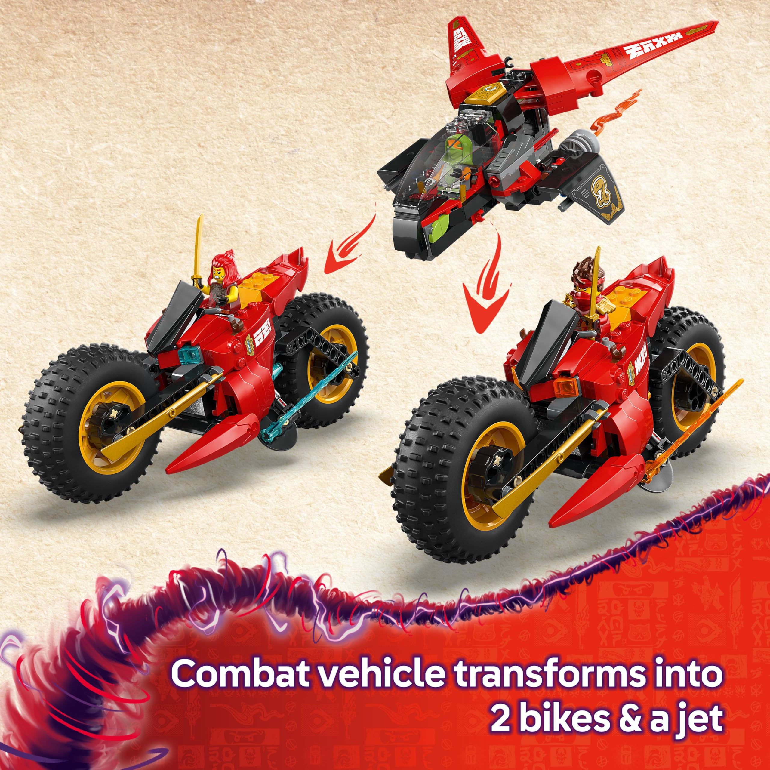 LEGO NINJAGO Ninja Combat Vehicle Set 71844 - 3-in-1 Transforms, 6 Minifigures, Ages 8+ 3