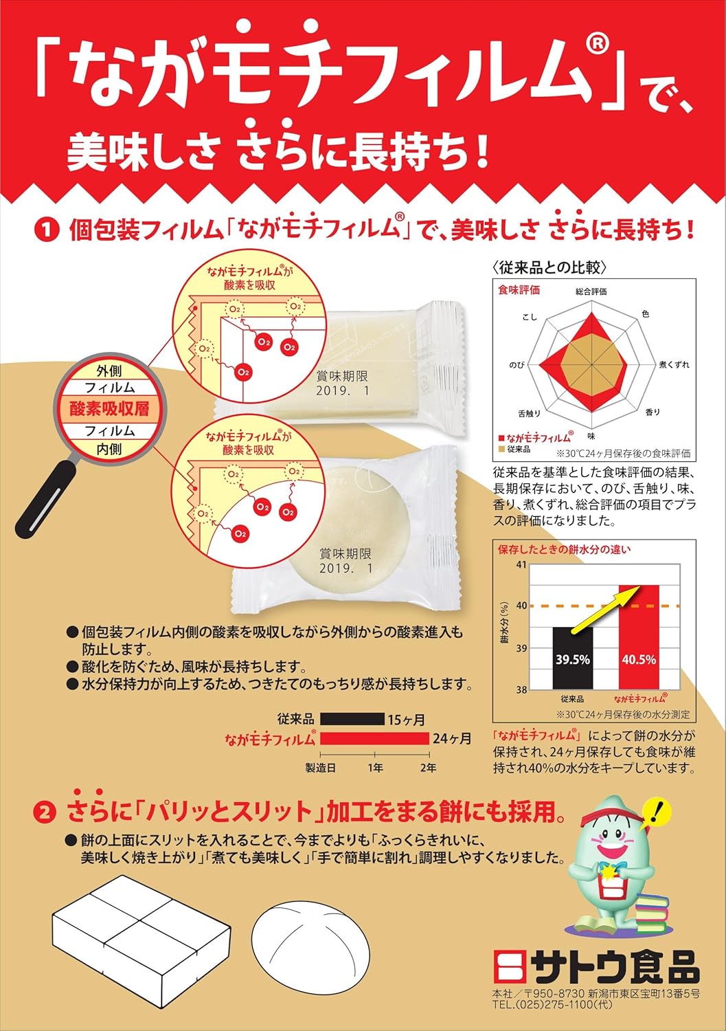 SATO - Kirimochi Paritto Slit Mochi Rice Cakes 400g 3