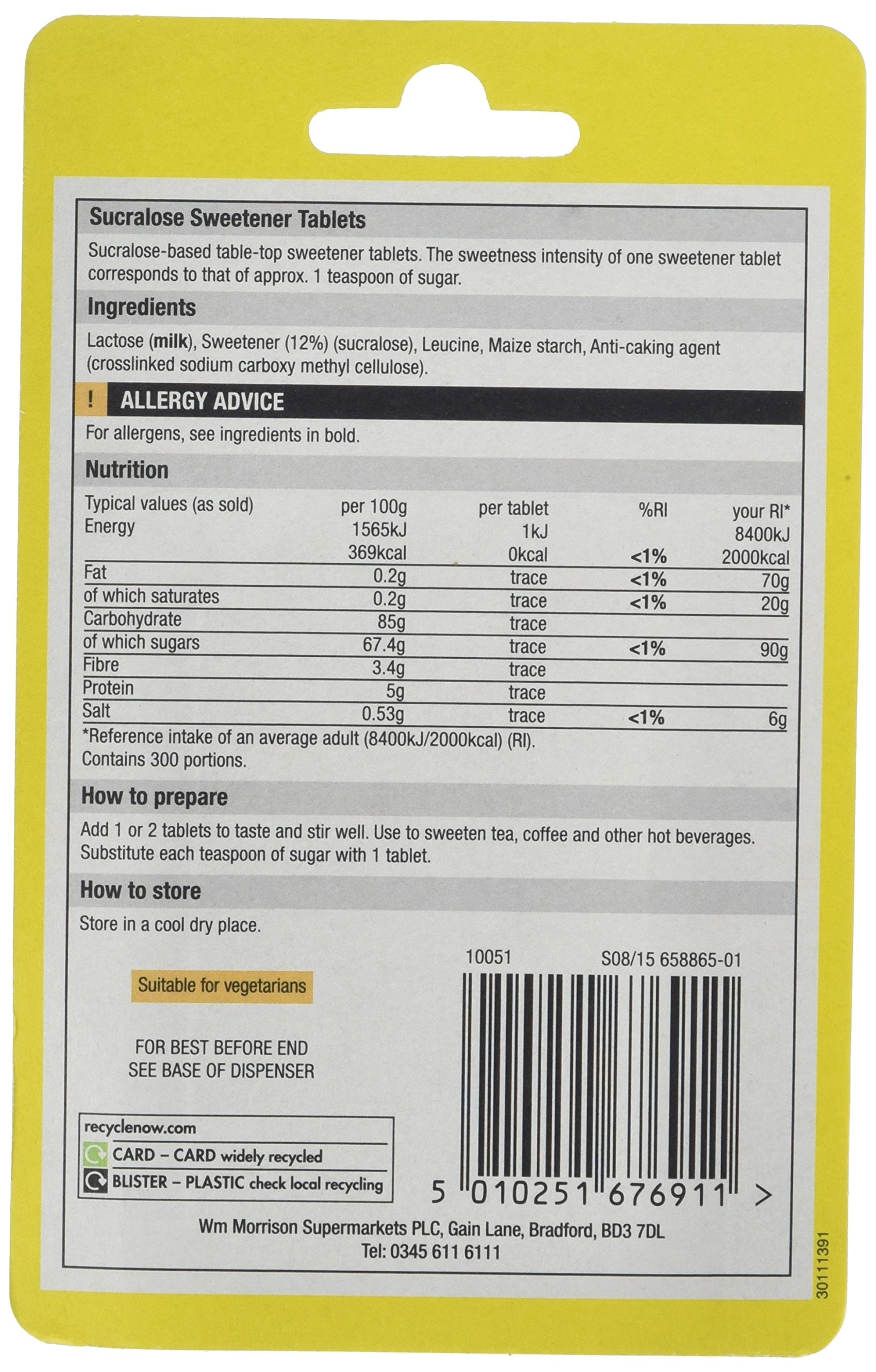 Morrisons Sucralose Sweetener Tablets - 300 Count (Pack of 12) | Calorie-Free