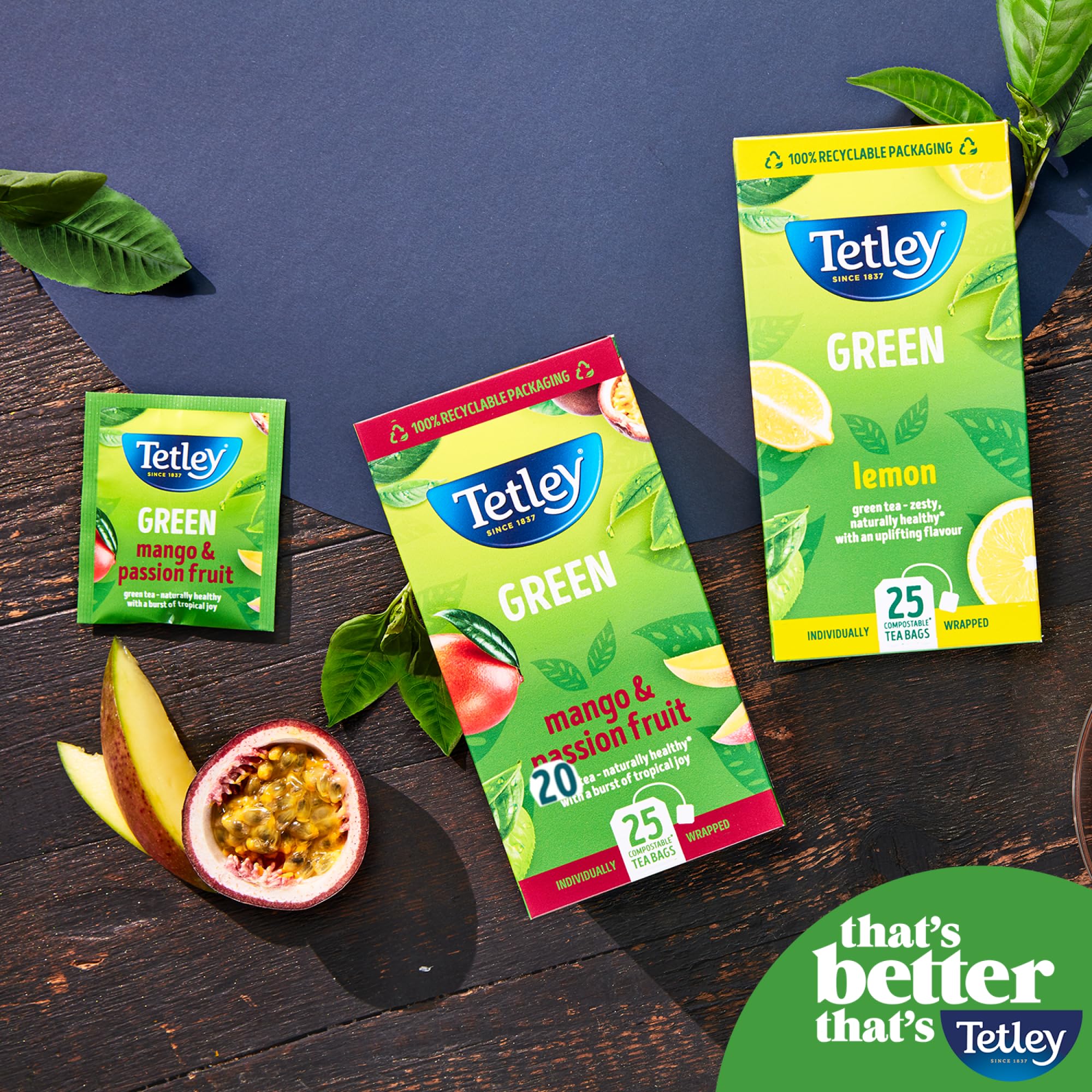 Tetley Lemon Green Tea Bags - Rainforest Alliance Certified - Plant-Based - 25 Tea Bags 7