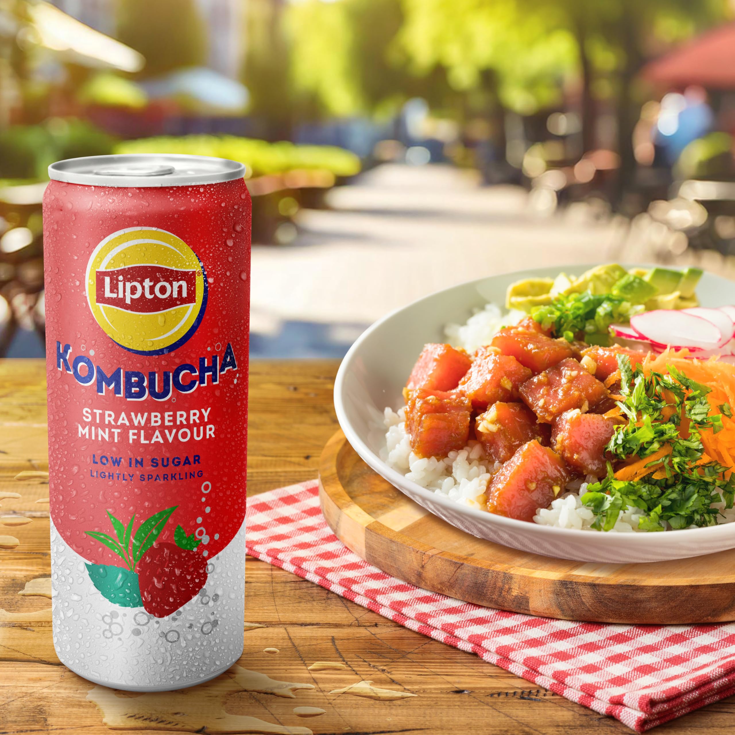 Lipton Kombucha Strawberry & Mint Flavored Tea Drink, 250ml (Pack of 4) 7