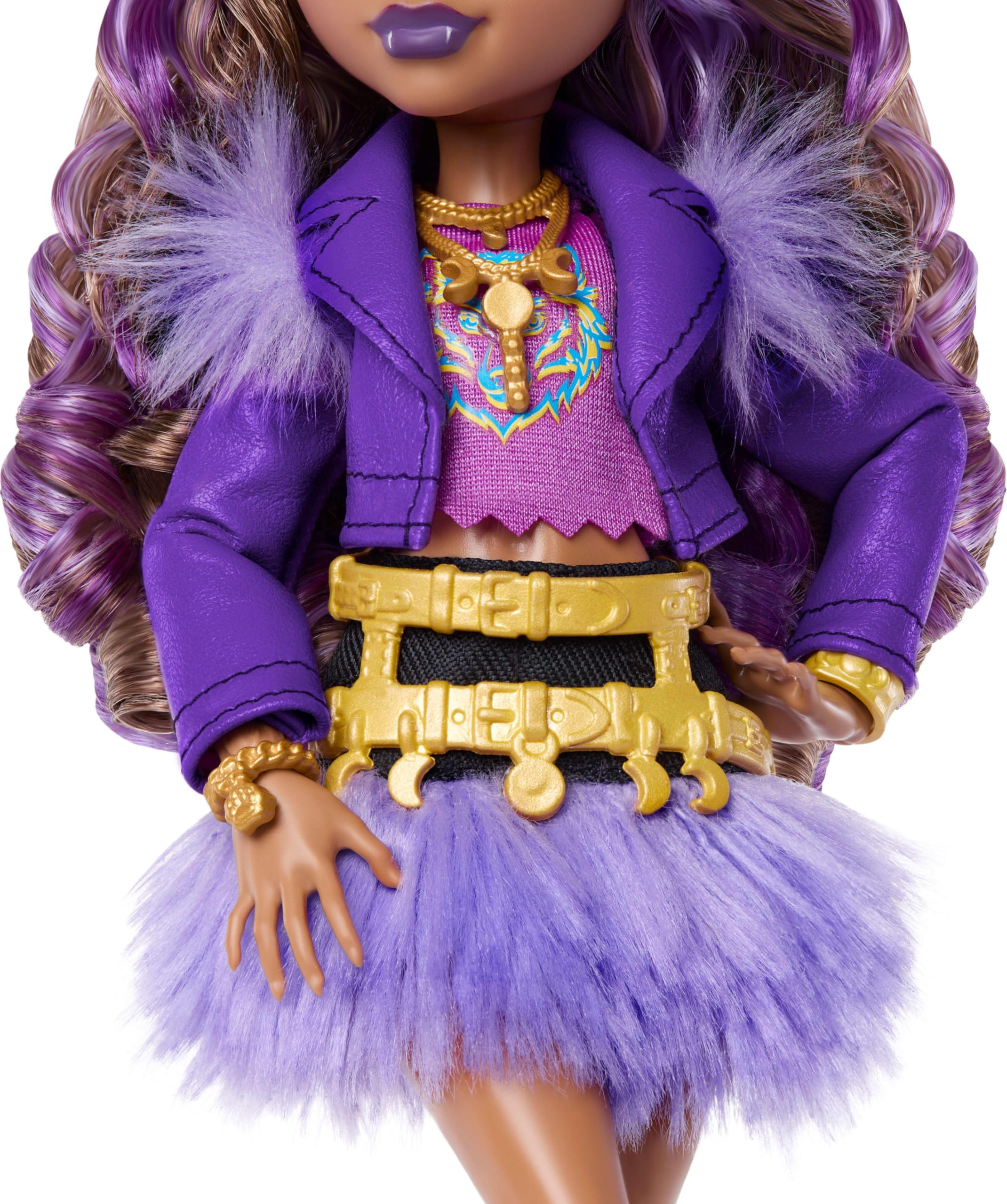 Monster High Clawdeen Wolf Doll - Purple Moto Jacket & Furry Skirt with Accessories 6