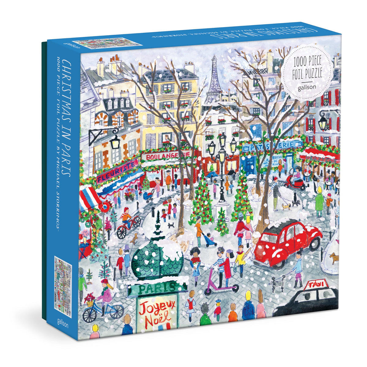 Galison Michael Storrings Christmas in Paris 1000 Piece Jigsaw Puzzle - Festive Artwork | 27" x 20" | Includes Poster