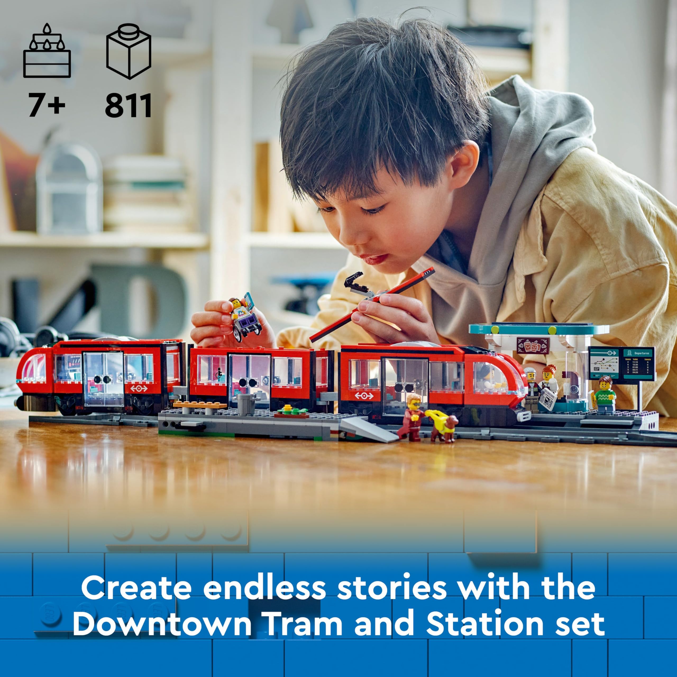 LEGO City Downtown Tram and Station Building Set 60423 for Ages 7+ | 6 Minifigures