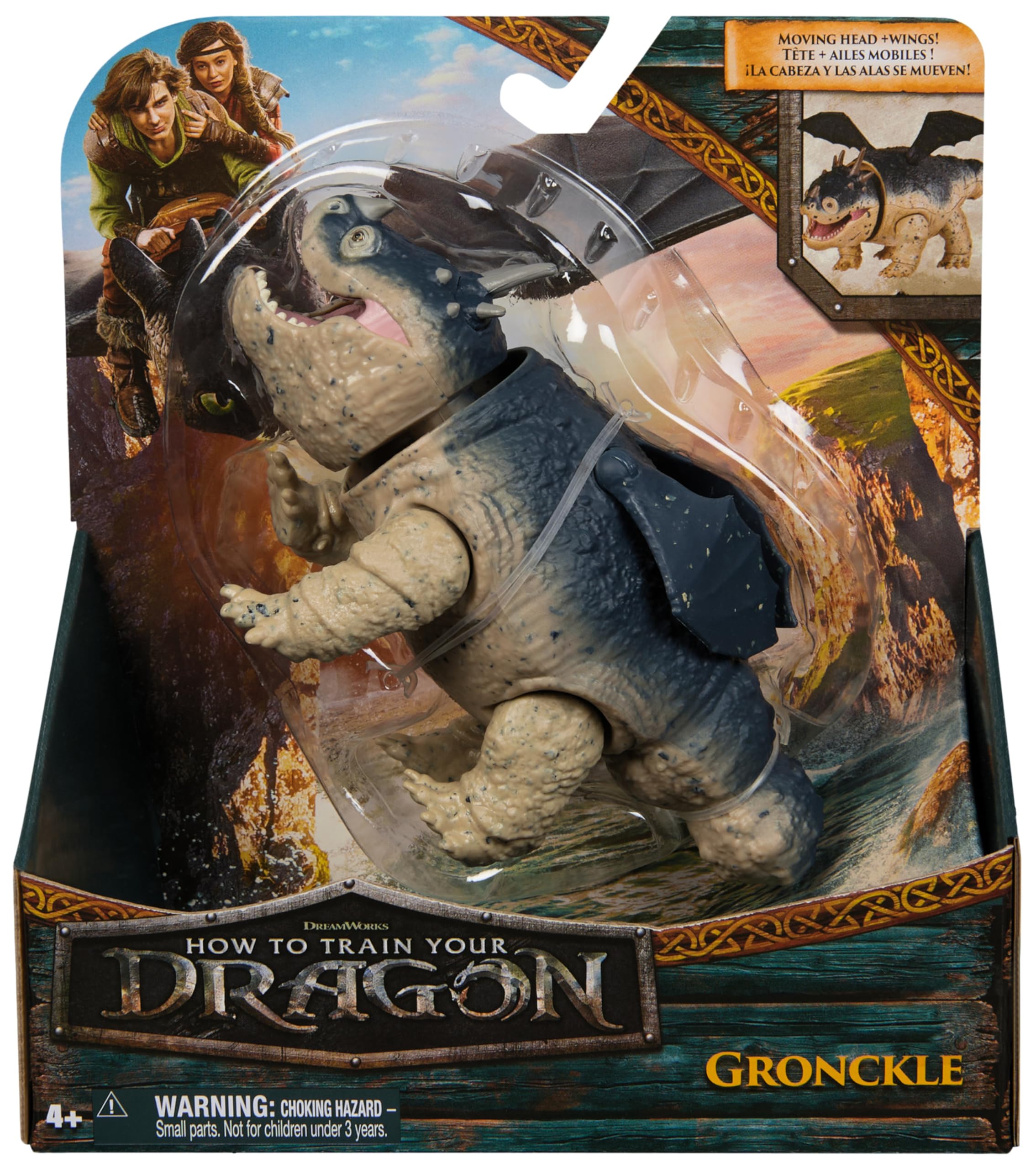 Dreamworks Dragons Gronckle Action Figure - 13 cm Collectible Dragon with Moving Wings, Ages 4+