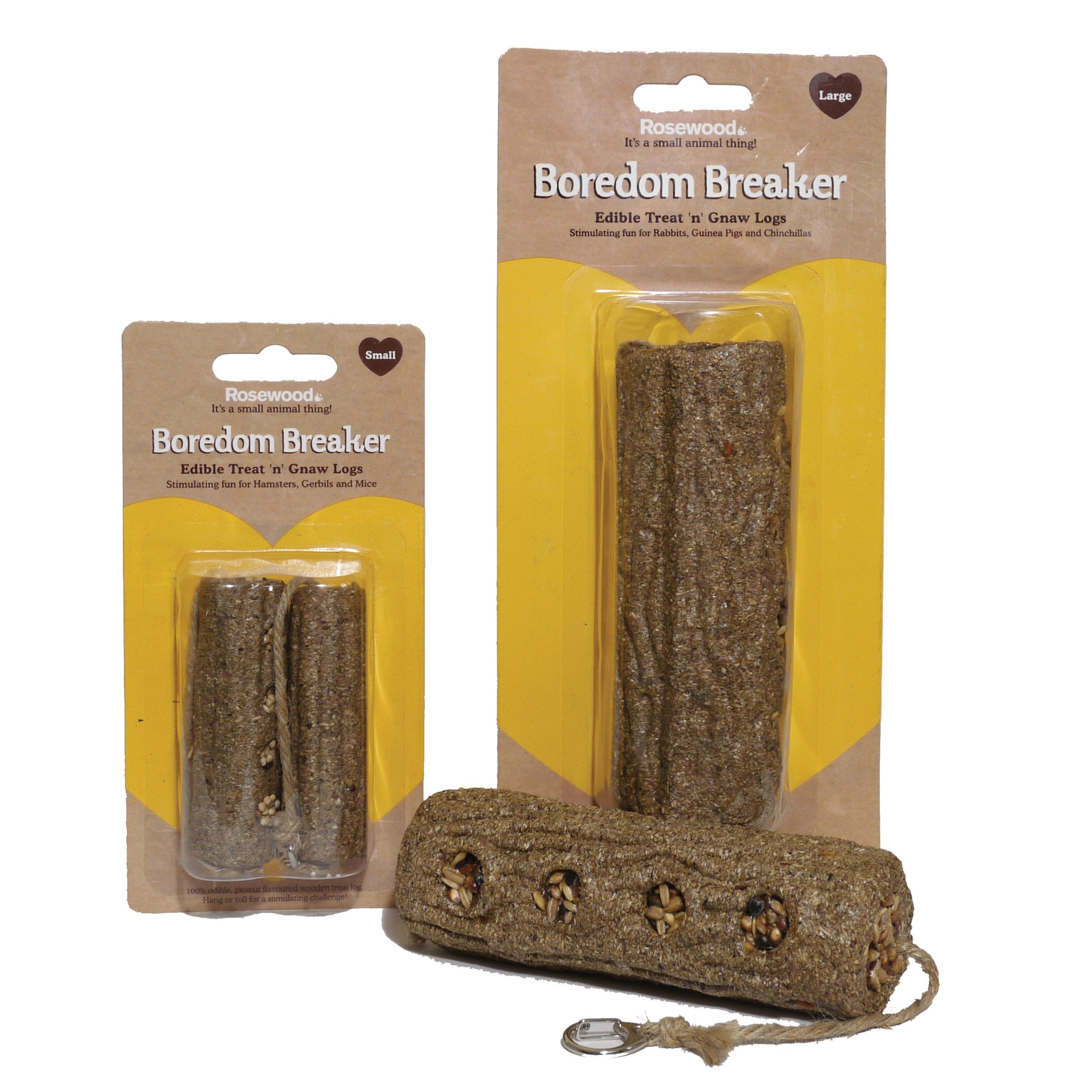 Rosewood Boredom Breaker Treat 'n' Gnaw Logs - Edible Chew Toy for Dental Health | Peanut Flavored | 2 Pack
