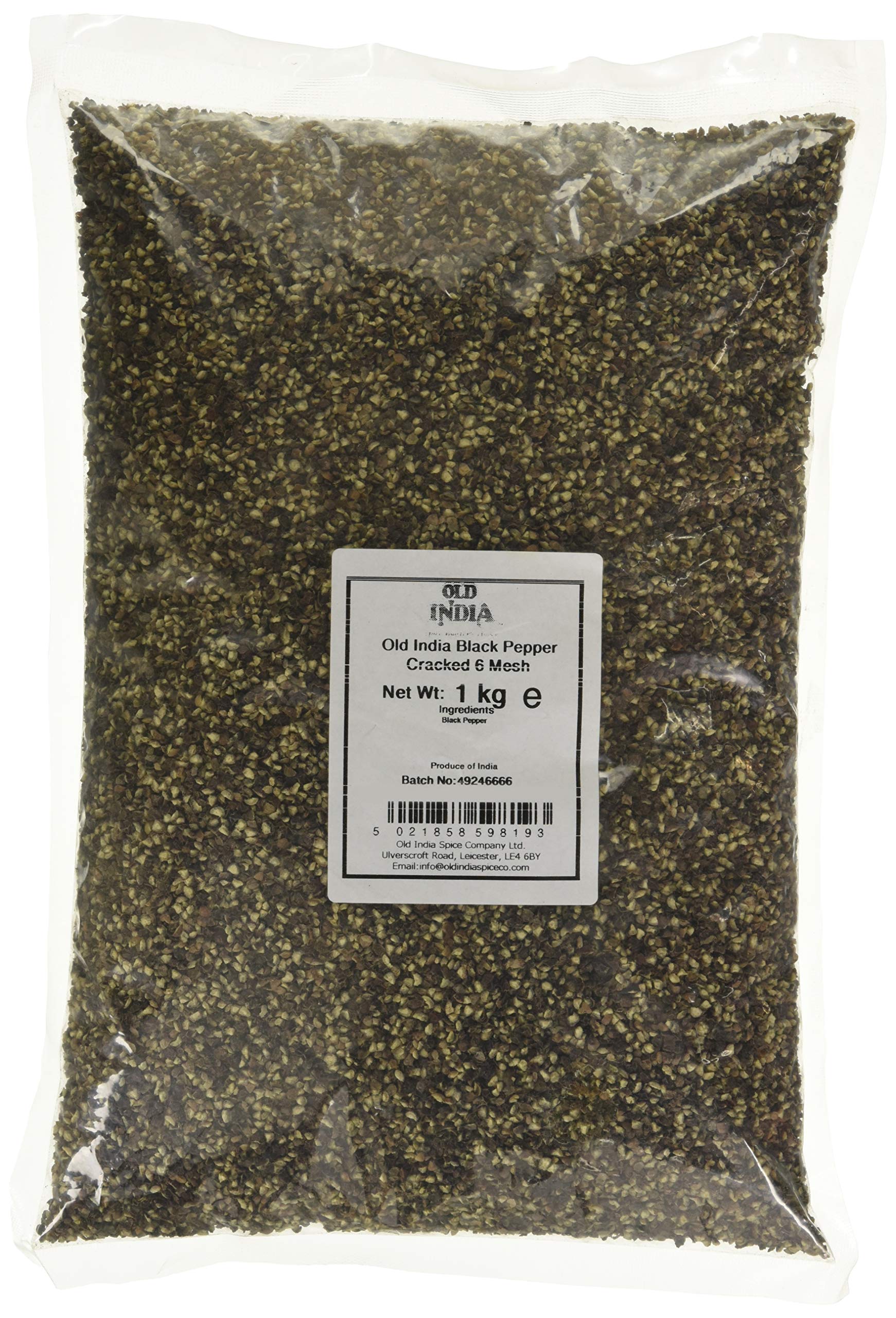 Old India Black Pepper Cracked 6 Mesh 1kg - Heat Sealed Fresh Packaging