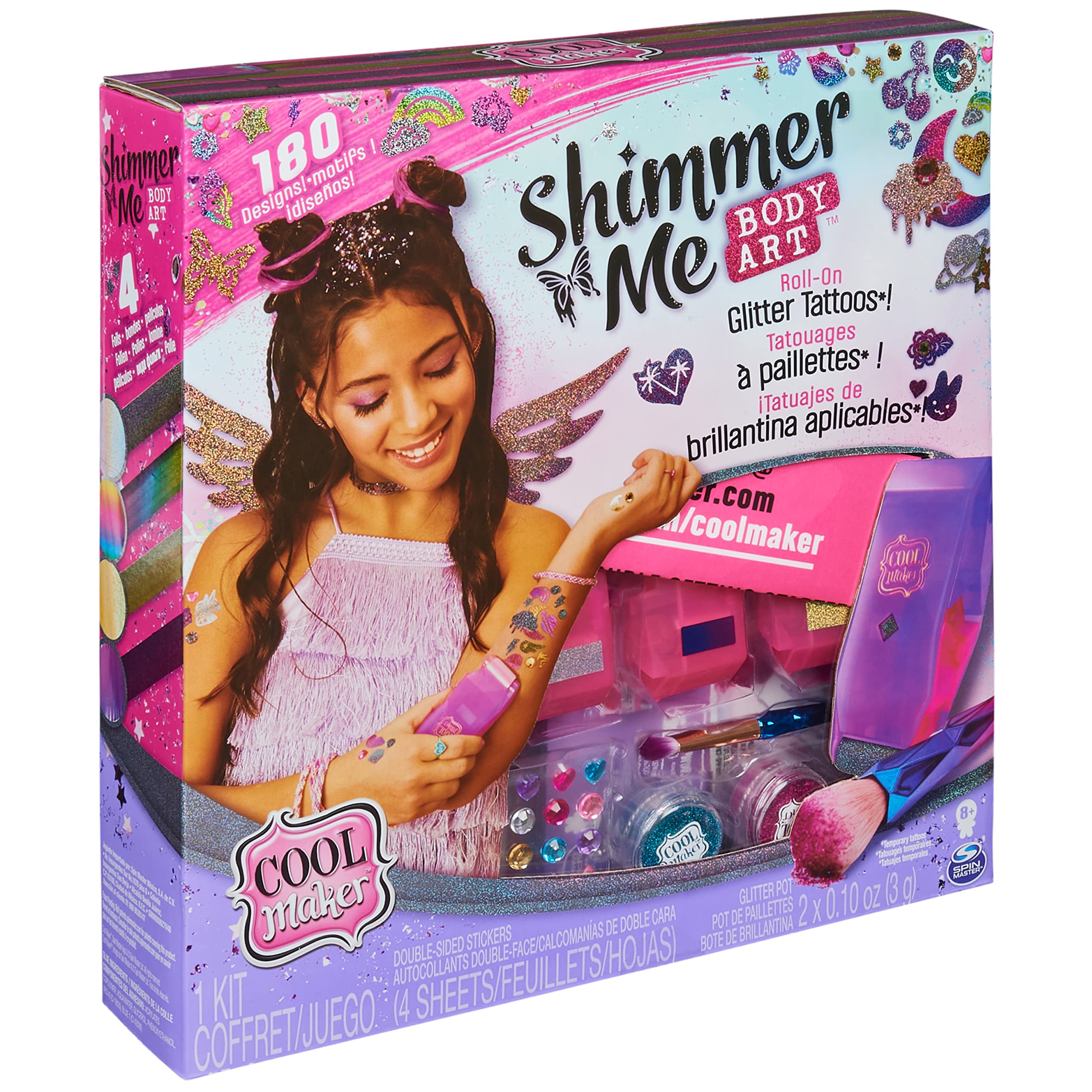 Cool Maker Shimmer Me Body Art Roller Kit with 4 Metallic Foils & 180 Designs 8