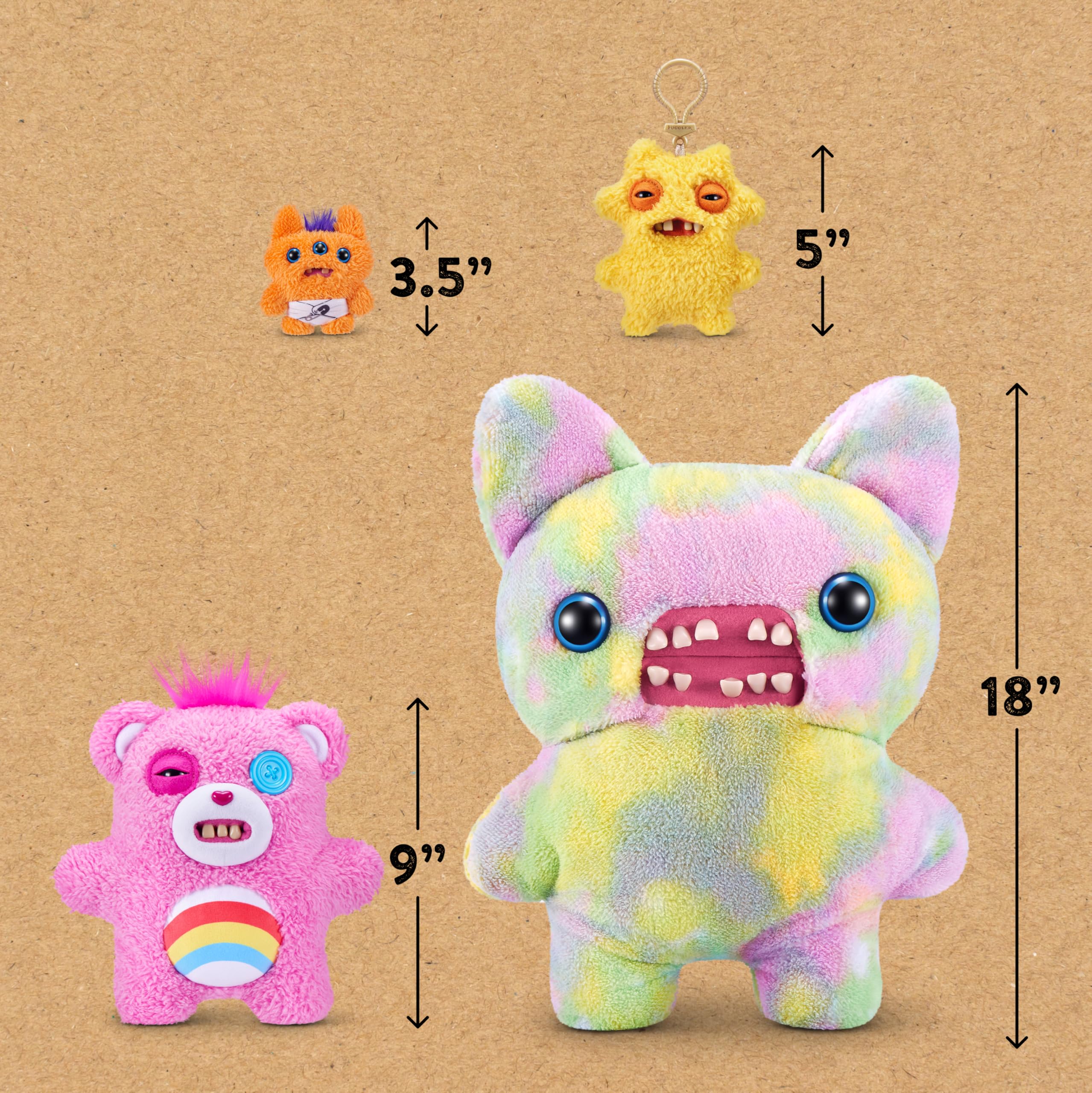 Fuggler Care Bears 9-Inch Plush Toy - Cheer Bear | Human-Like Teeth | Ages 4+ 6