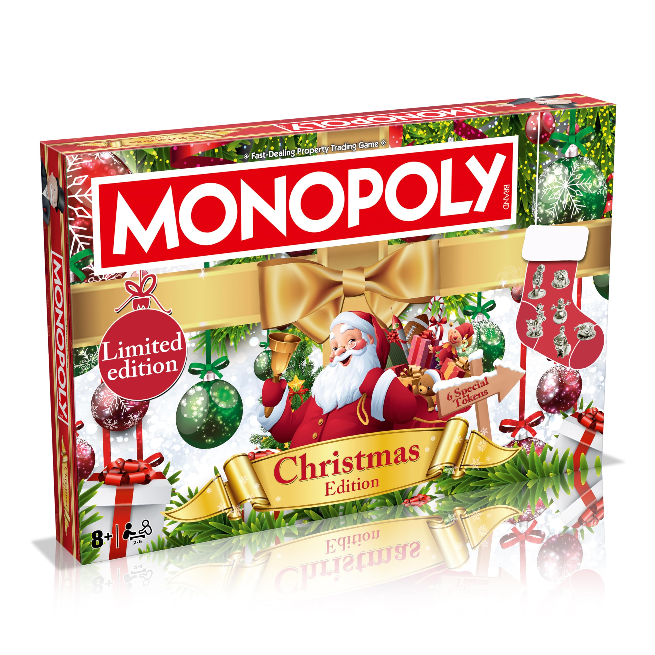 Winning Moves Christmas Monopoly Board Game - Festive Edition | 2-6 Players | Ages 8+ 1