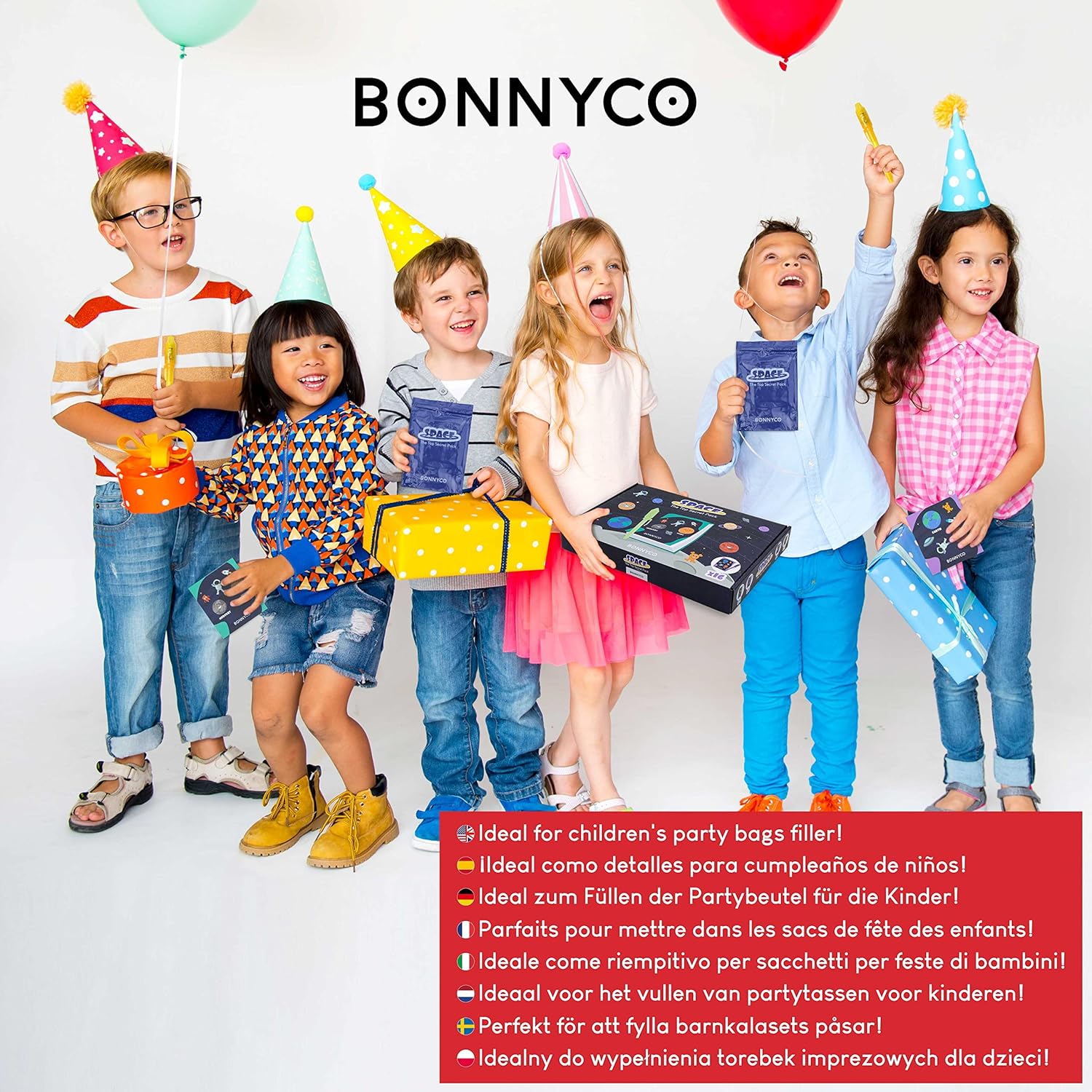 BONNYCO Invisible Ink Pen and Notebook Set - 16 Pack Space Party Bag Fillers with UV Light 8