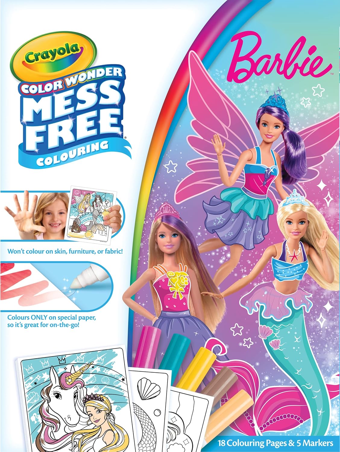 Crayola Color Wonder Barbie Coloring Kit - Mess-Free Coloring for Kids Ages 3+