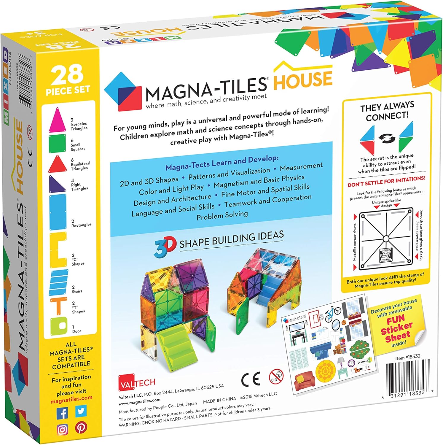 Magna-Tiles House 28 Piece Set - 3D Magnetic Building Tiles for Kids 3+ 8