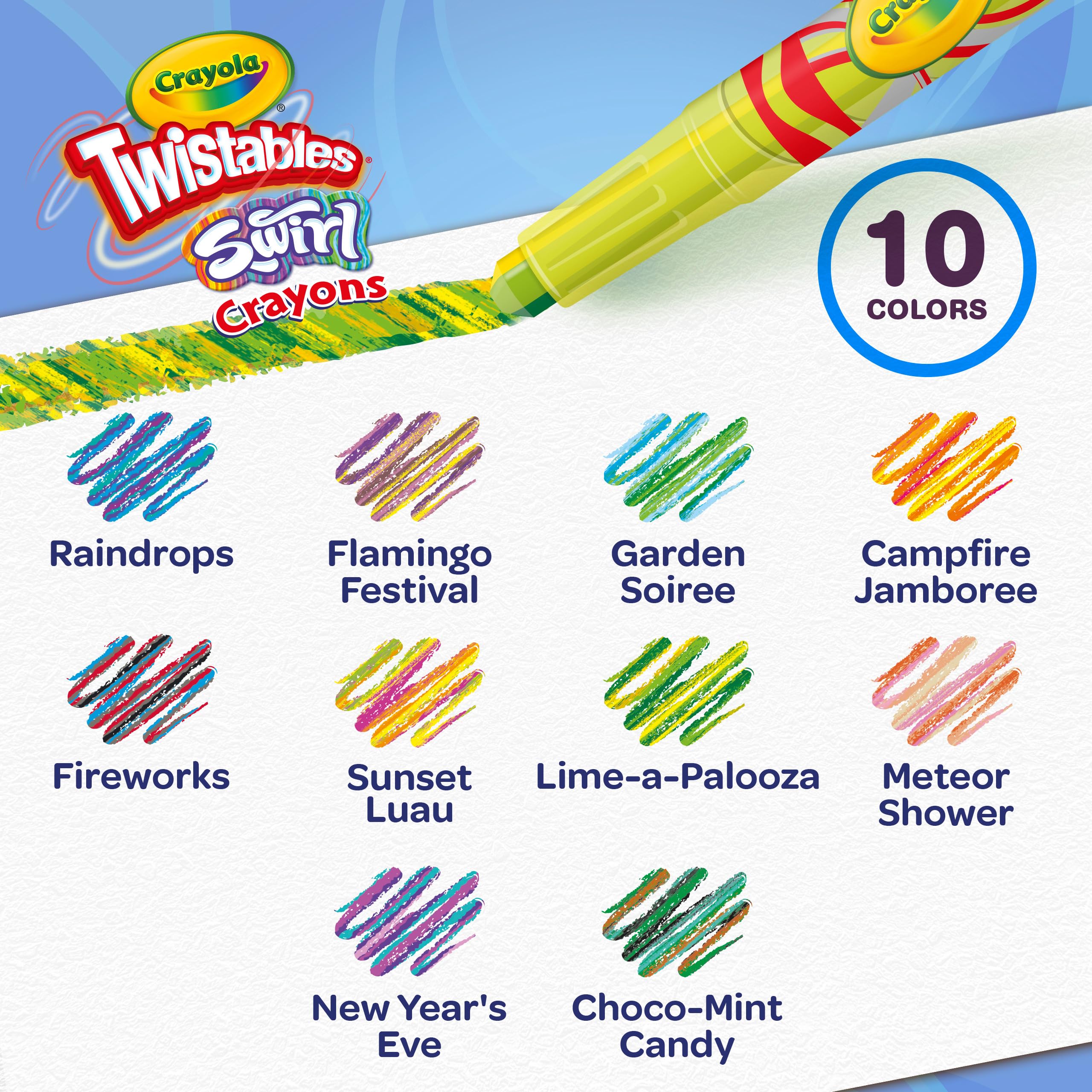 Crayola Swirl Mini Twistable Crayons - Assorted Colors (Pack of 10) | 4 Colors per Crayon | Twist-Up Design 8