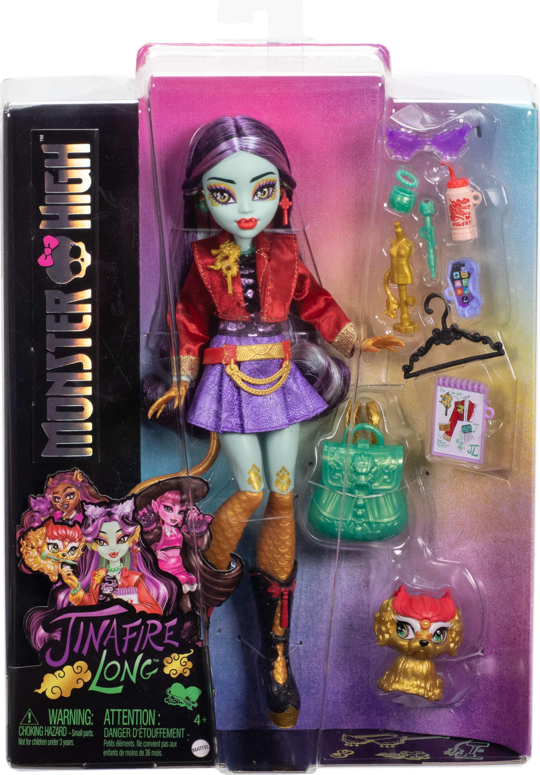 Monster High Jinafire Long Doll with Pet Cloudy 'Yun Yun' & Accessories - Dragon Fashion Doll for Ages 4-10 6