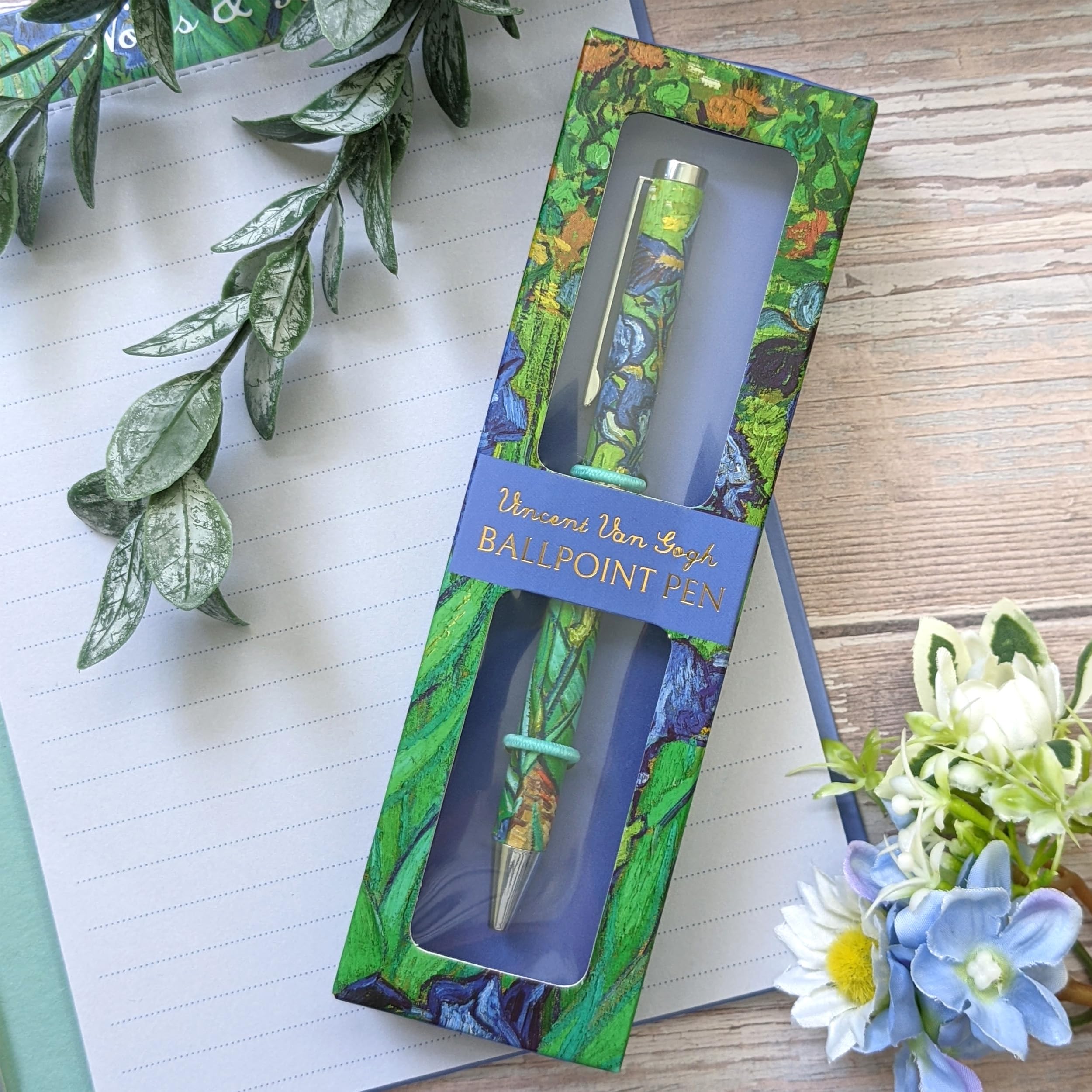 Robert Frederick Van Gogh Irises Retractable Ballpoint Pen - Smooth Black Ink | Gift Box Included