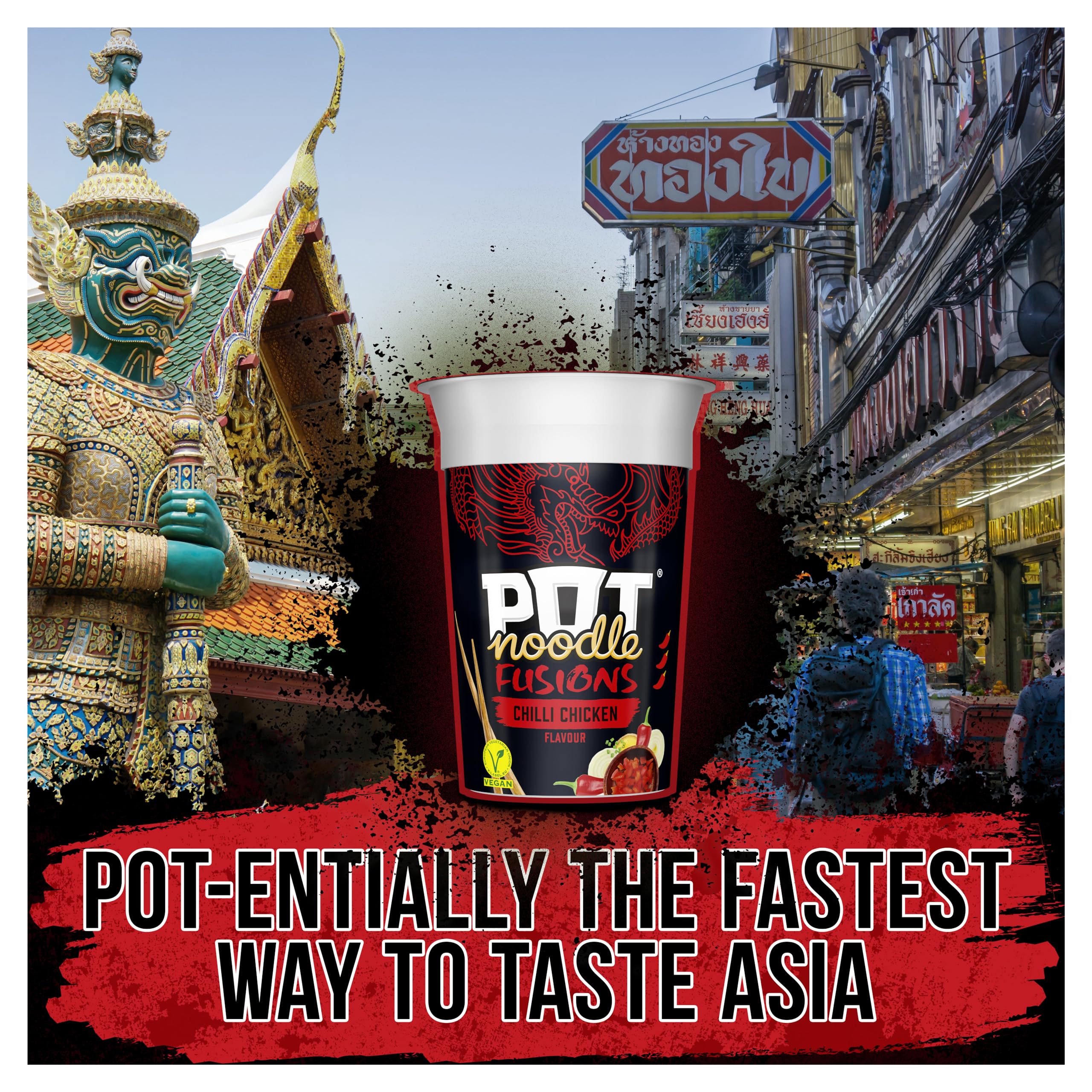 Pot Noodle Fusions Chili Chicken Instant Vegane Nudeln 100g 4