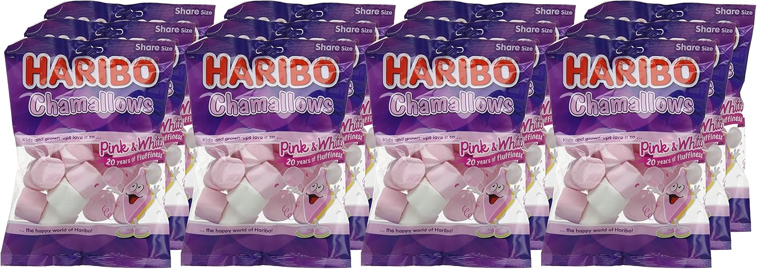 HARIBO Pink and White Marshmallows 1.7kg Bulk Sweets 140g x 12 Packs 5