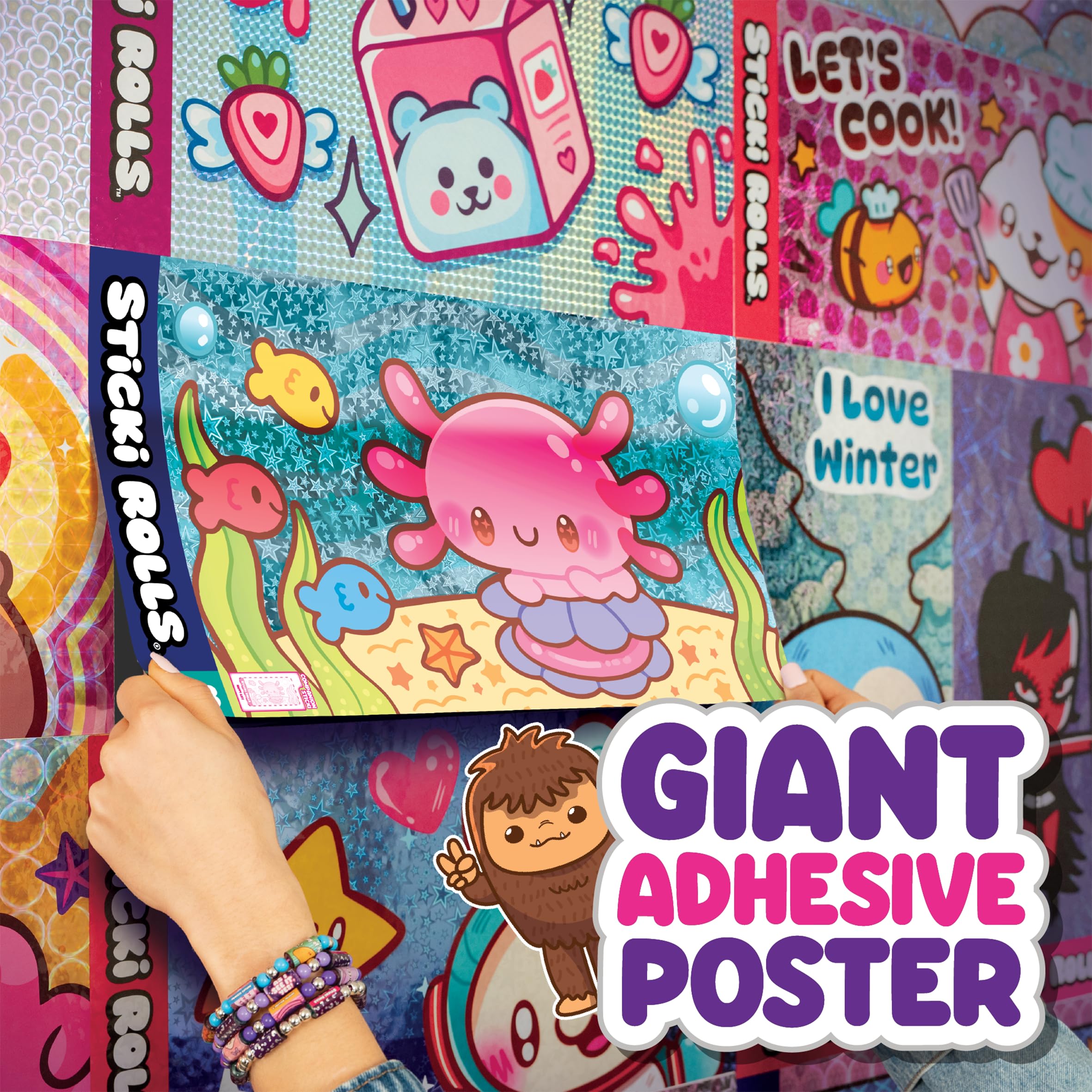 Sticki Rolls Jumbo Stickies - Giant Re-Stickable Foil Stickers, Multicolor Collectible Art (JS100ECDU-12) 6