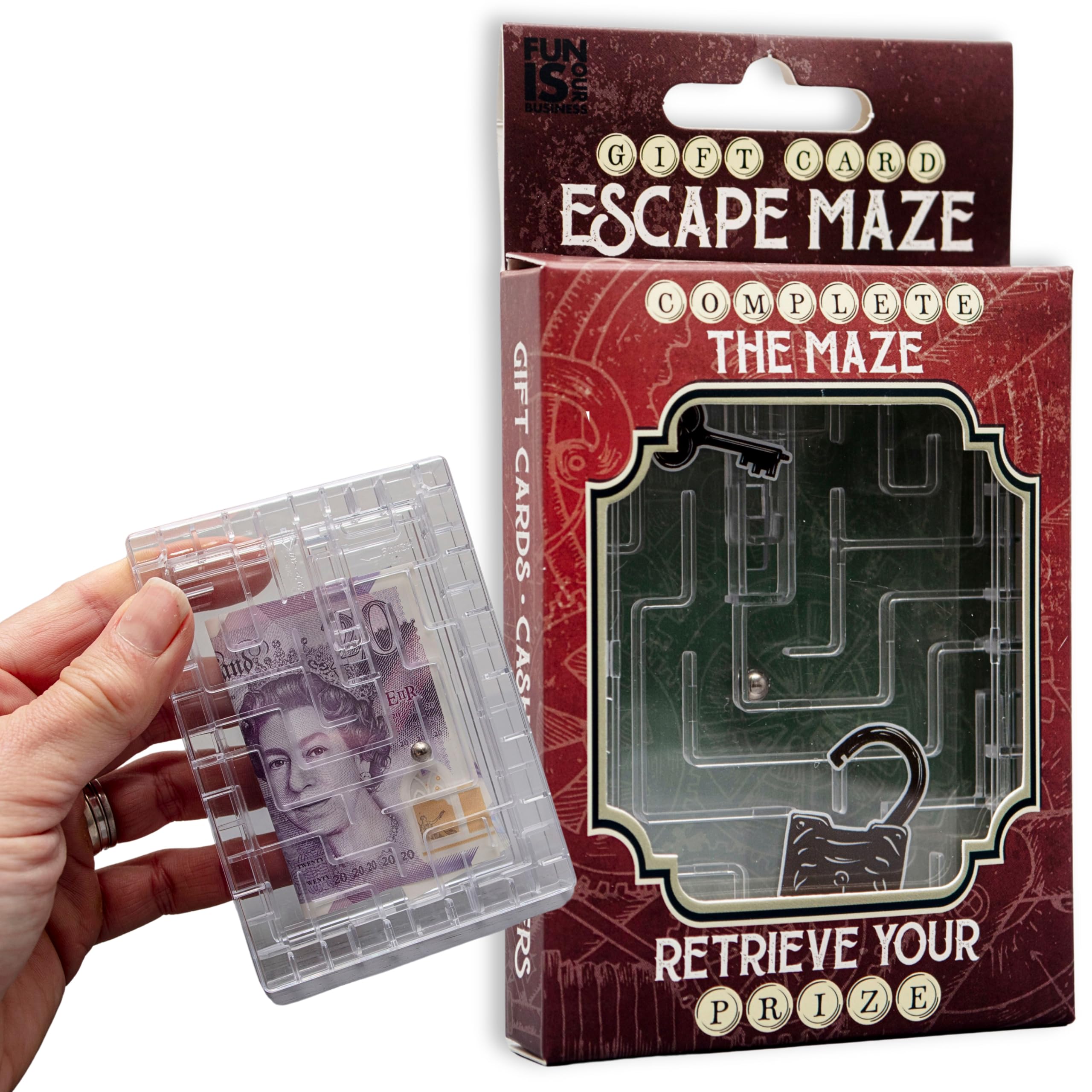 Boxer Gifts Escape Maze Money Puzzle Box - Clear Plastic, Unisex Adult