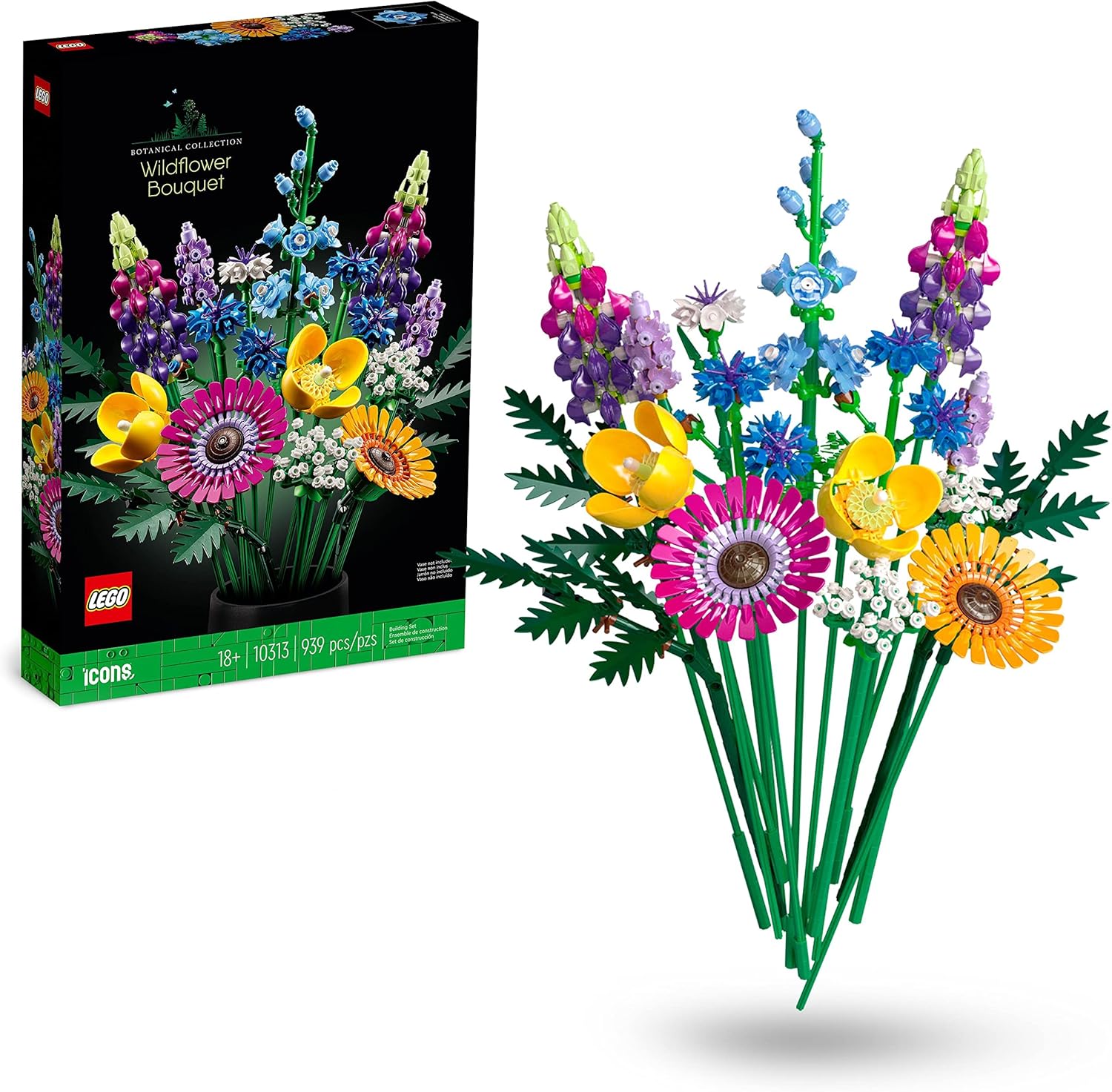 LEGO Icons Wildflower Bouquet 10313 - Adult Building Set with 8 Flower Species