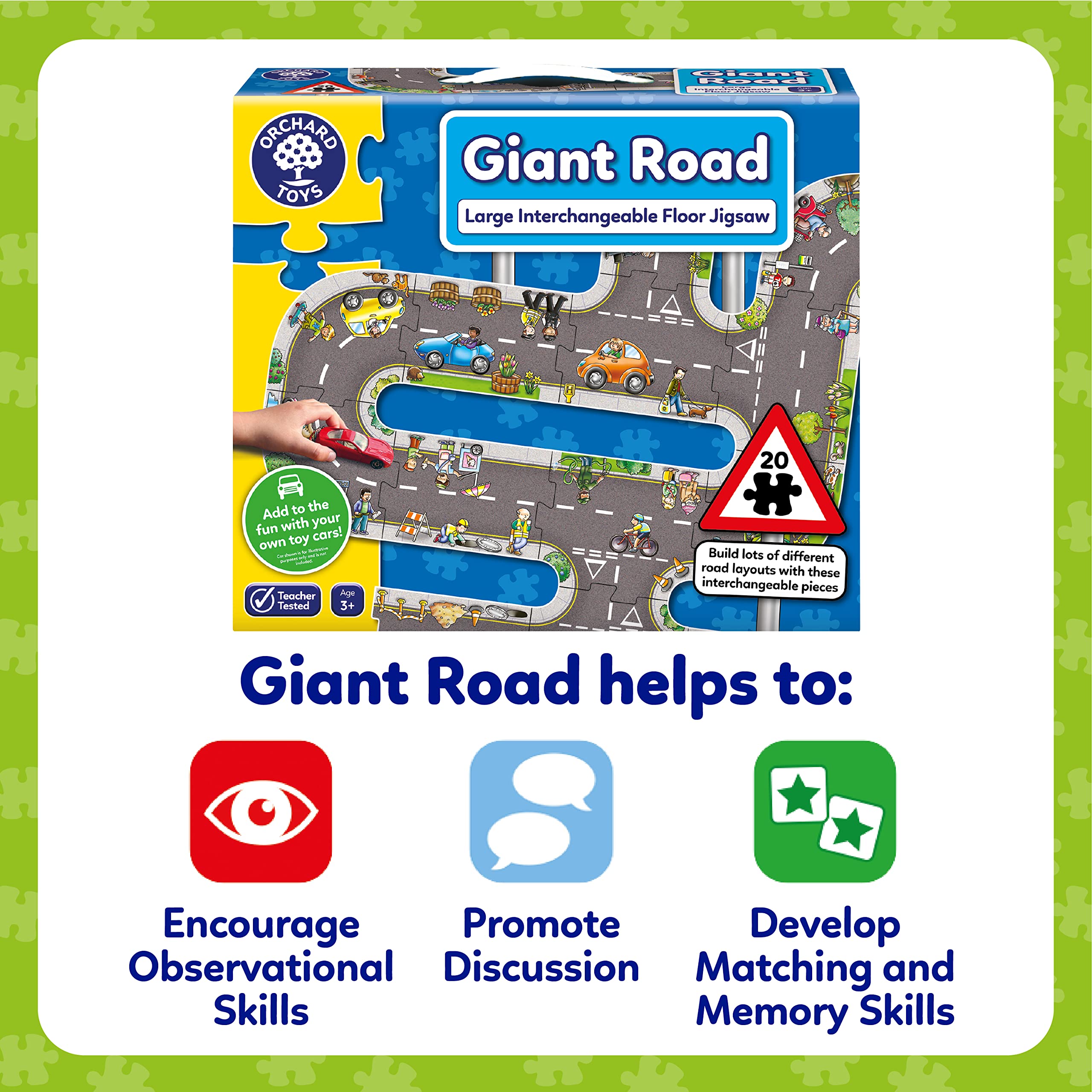 Orchard Toys Giant Road Floor Puzzle - Interchangeable 20-Piece Educational Puzzle for Ages 3+ 14