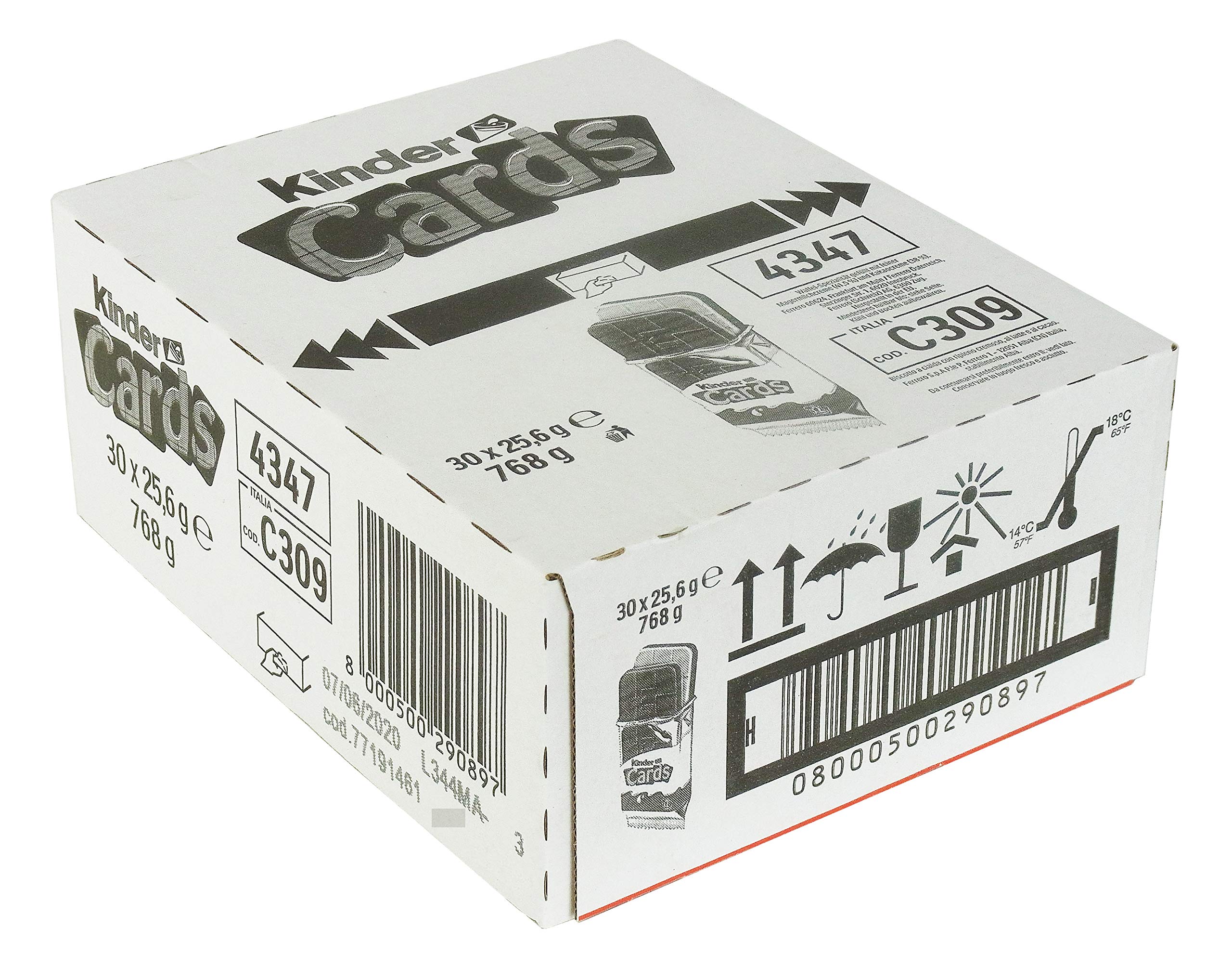 Kinder Cards Wafer Biscuits, Individually Wrapped Chocolate Snacks with Creamy Cocoa Filling, 786g Bulk Pack 4