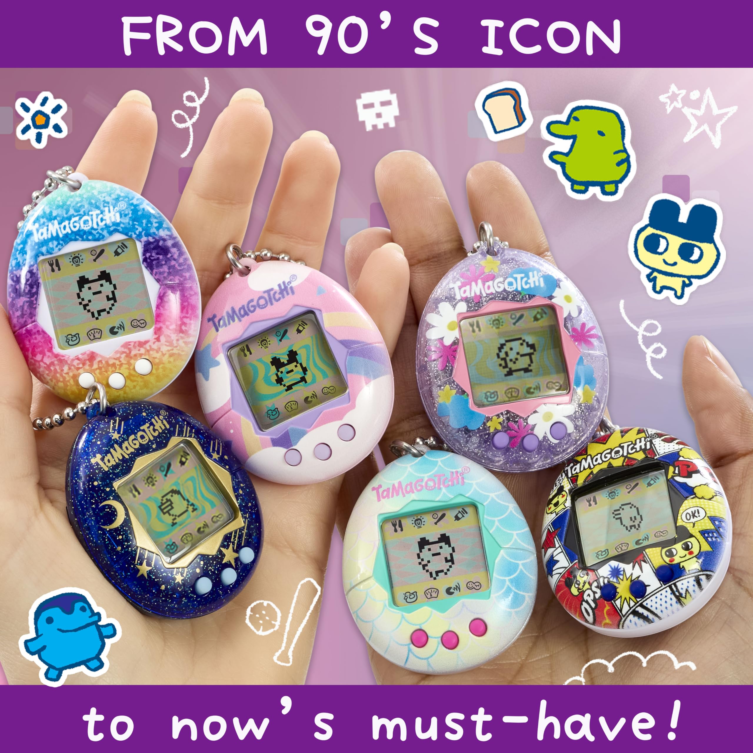 Bandai Tamagotchi Original Rainbow Shell - Electronic Virtual Pet Toy for Kids 8+ 14