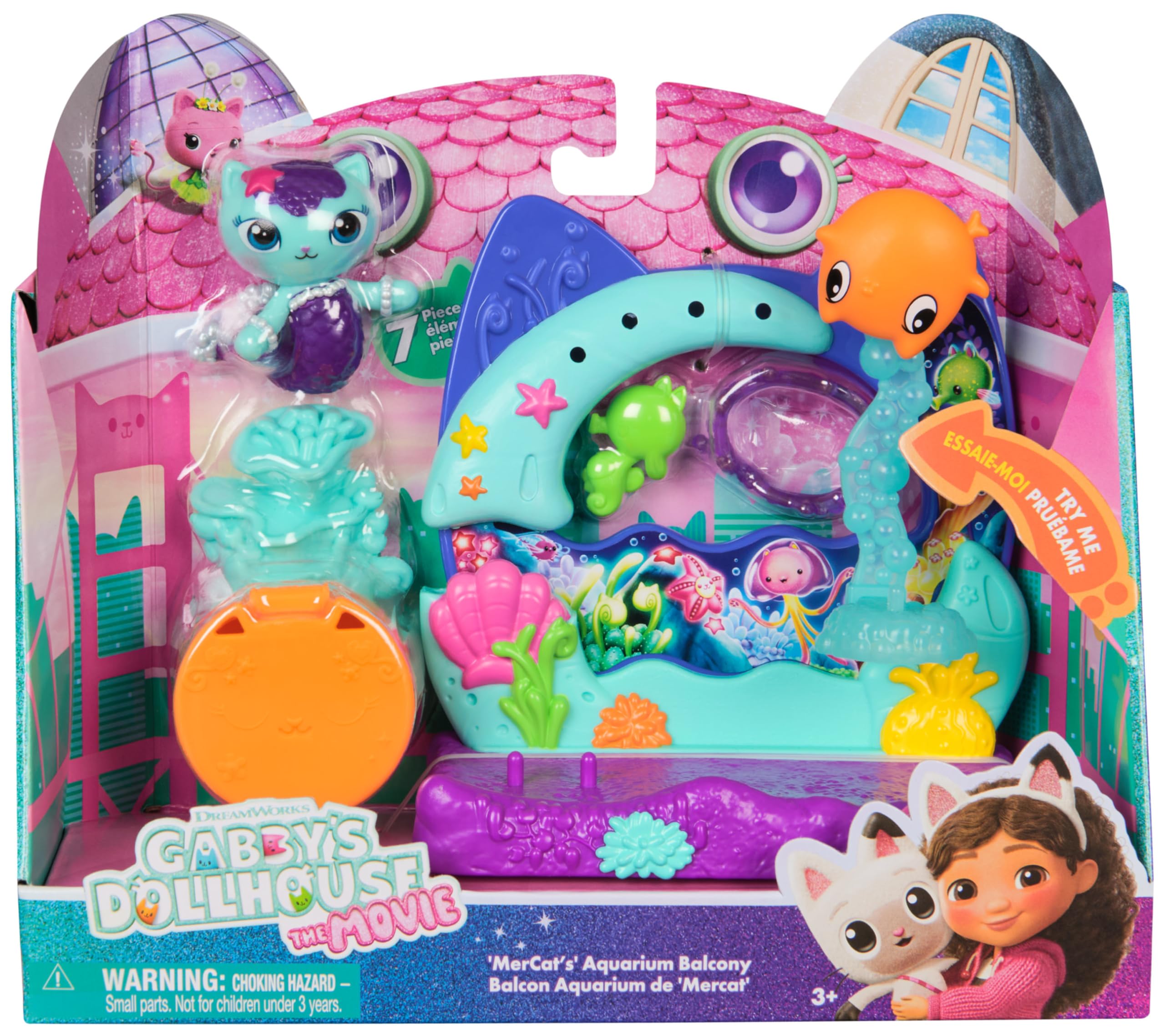 Gabby's Dollhouse: The Movie Mercat's Aquarium Balcony Playset - 7-Piece with MerCat Figure & Surprise Accessory 5