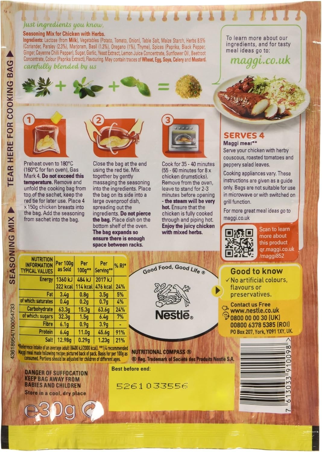 MAGGI So Juicy Mixed Herbs Chicken Seasoning with Cooking Bag, 30g 5