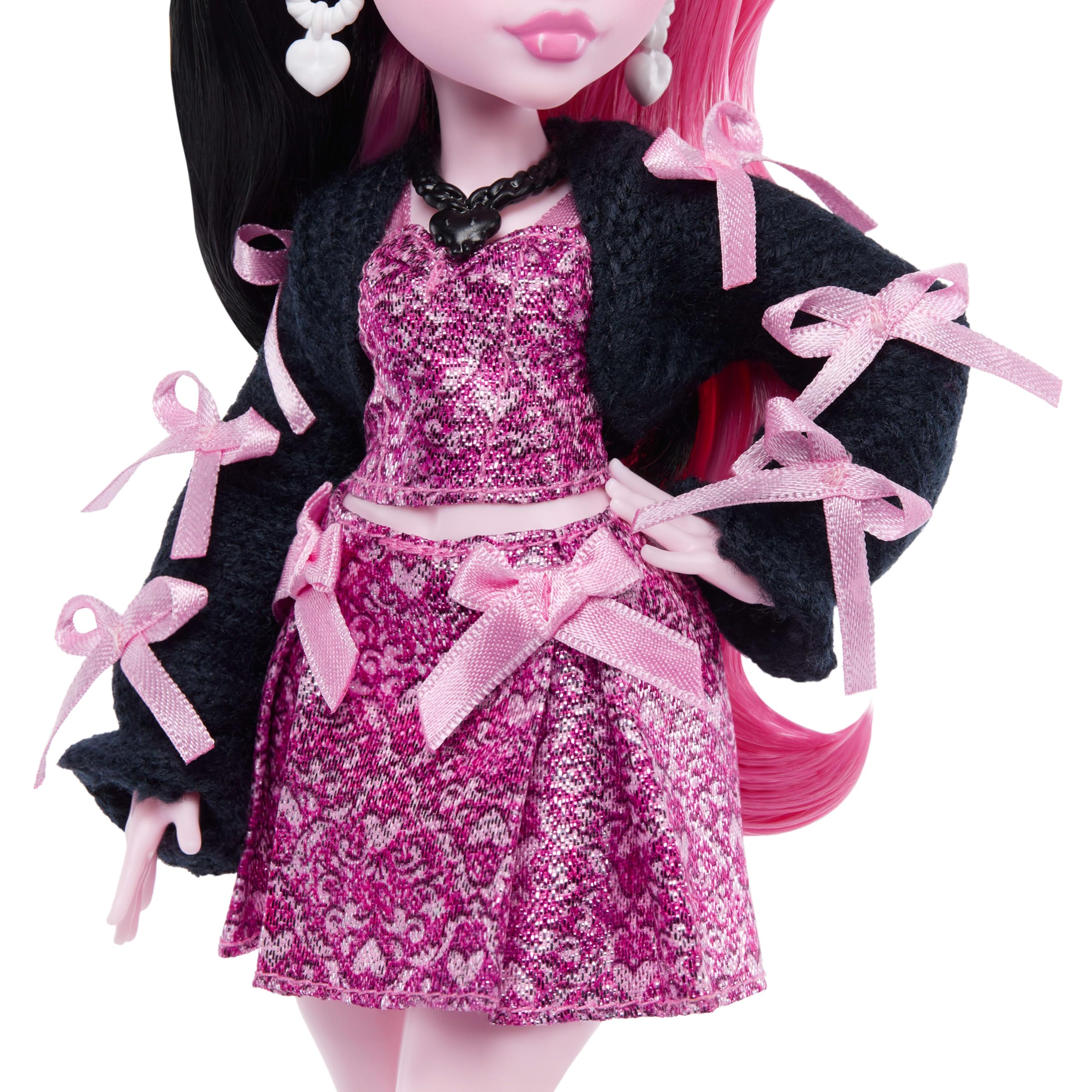 Monster High Draculaura Doll - Pink Bow Dress, Black Cardigan & Pet Bat - 4+ Years 6