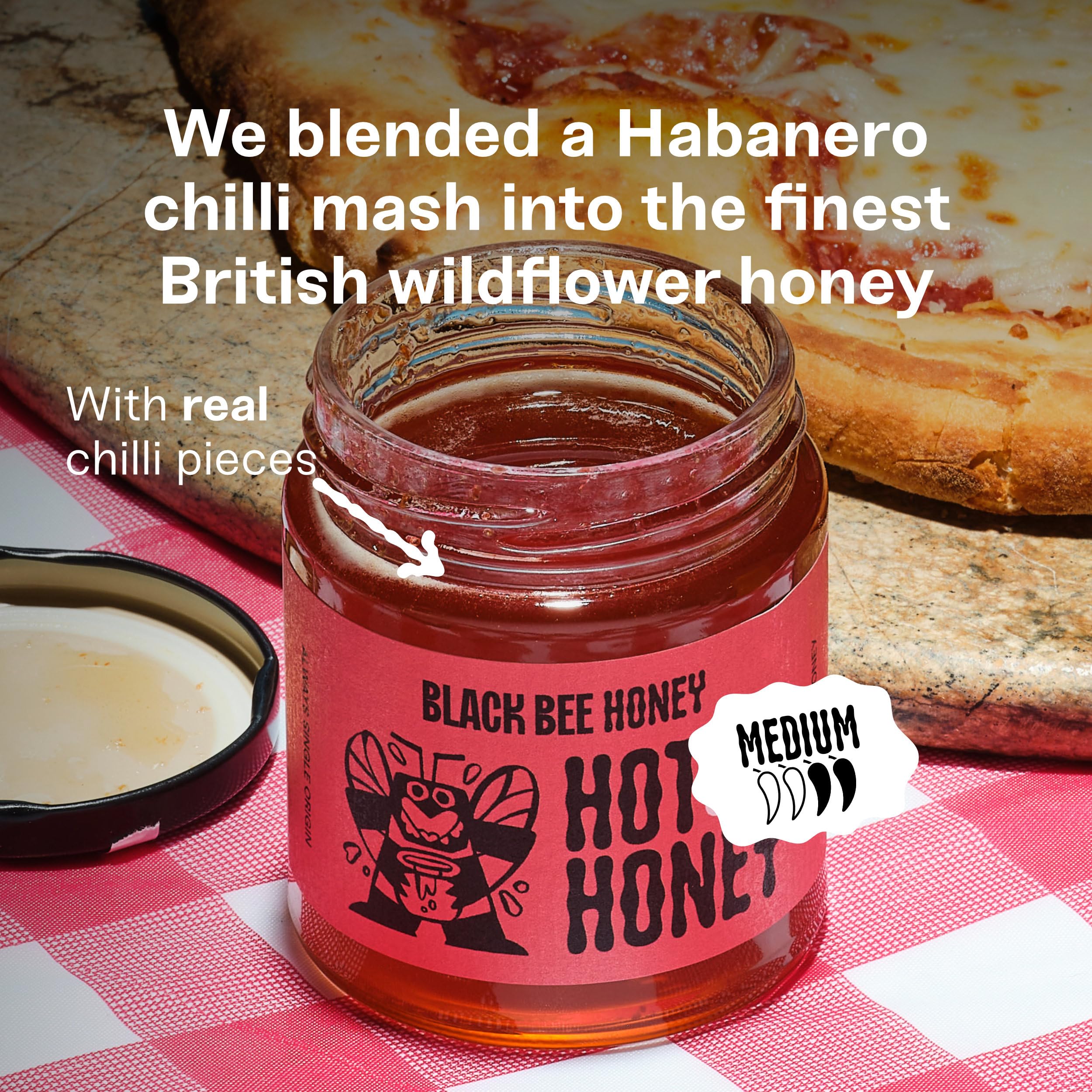 Black Bee Honey Hot Honey with Habanero Chilli - British Wildflower Honey | 227 g 2