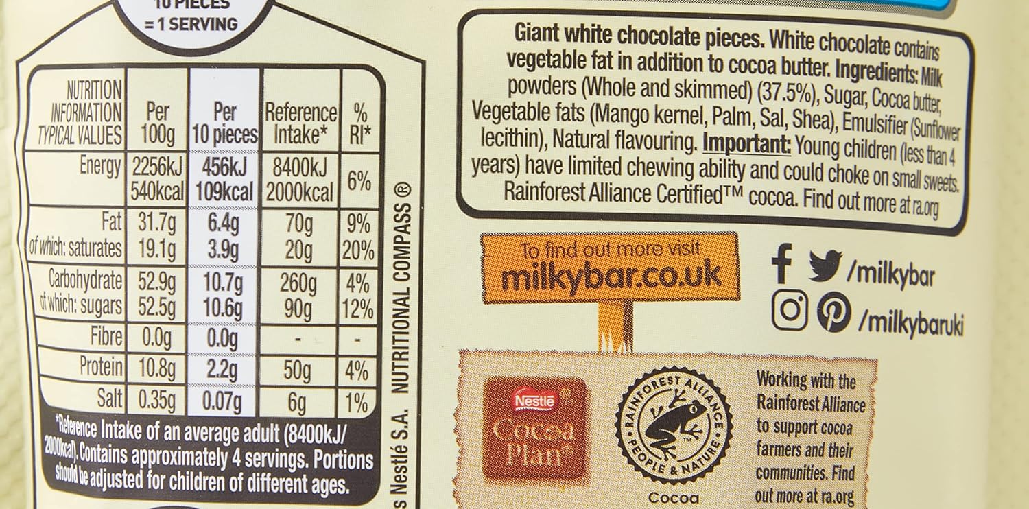 Milkybar Weiße Schokolade Riesenknöpfe zum Teilen, Beutel 94 g (11er-Packung) 5
